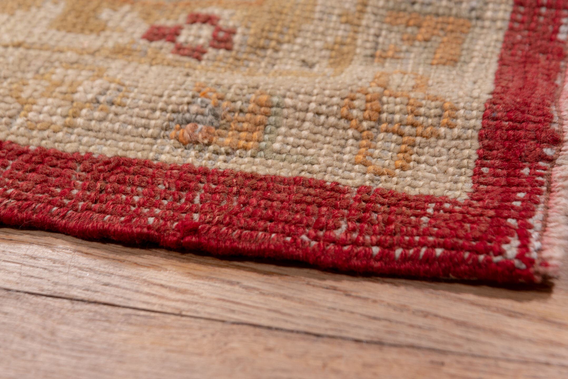 12' x 15' one-of-a-kind handmade antique Oushak oversize rug. Color palette: terracotta, pale blue, ivory, camel, rust, gold