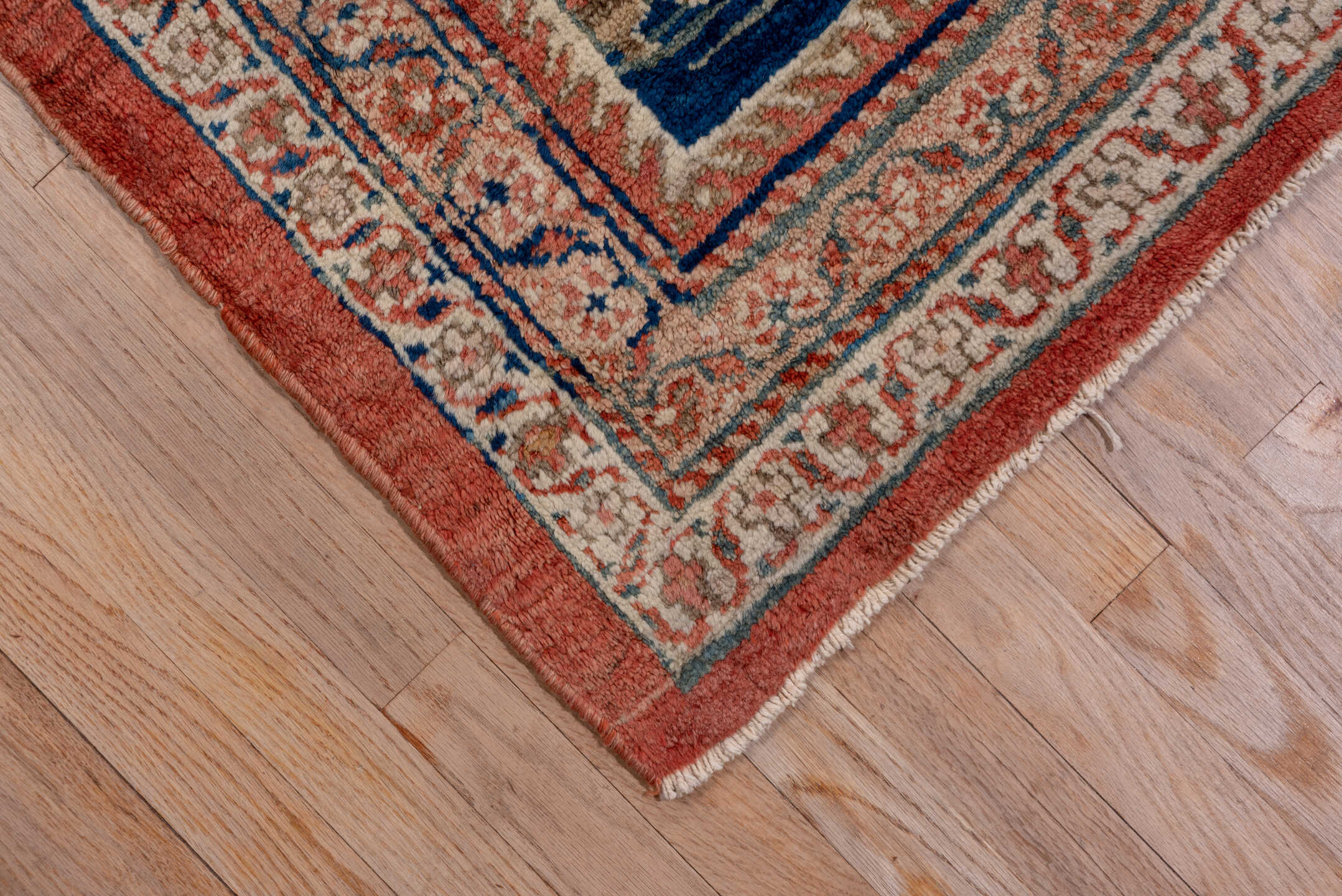 16' x 20' one-of-a-kind handmade vintage Sultanabad oversize rug. Color palette: blue, brown, fiord, gray, pink, red