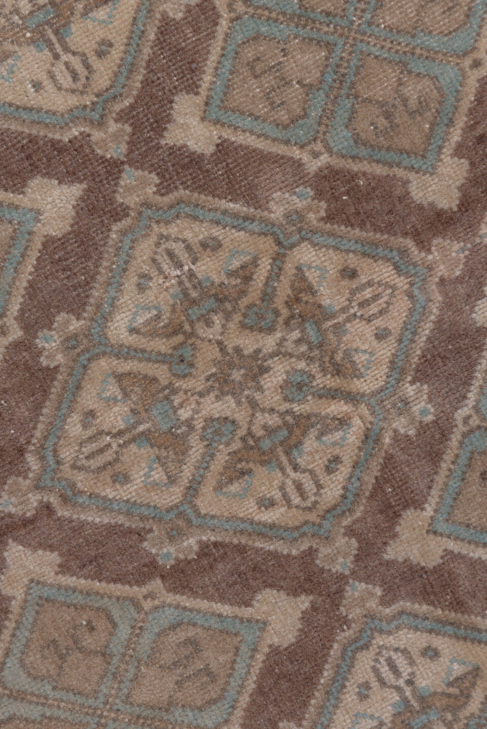5' x 8' one-of-a-kind handmade vintage Sivas medium size rug. Color palette: taupe, camel, brown, dusty blue, ivory, rose