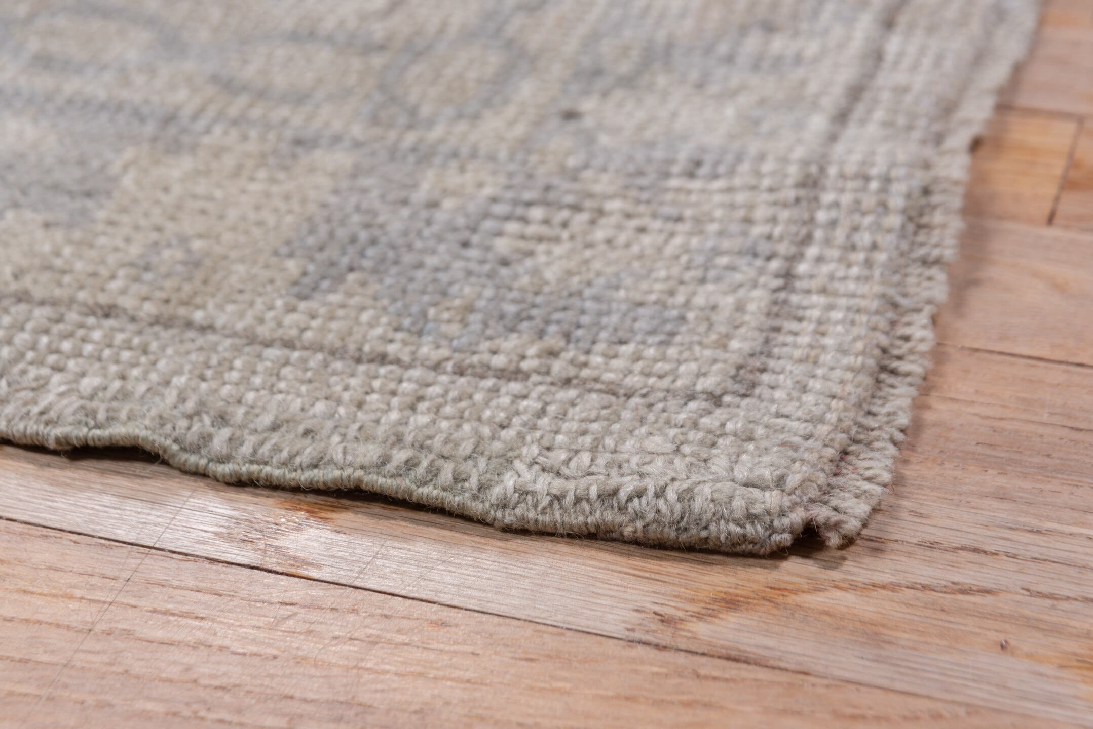 14' x 19' one-of-a-kind handmade antique Oushak oversize rug. Color palette: ivory, beige, taupe, slate, gray, cream