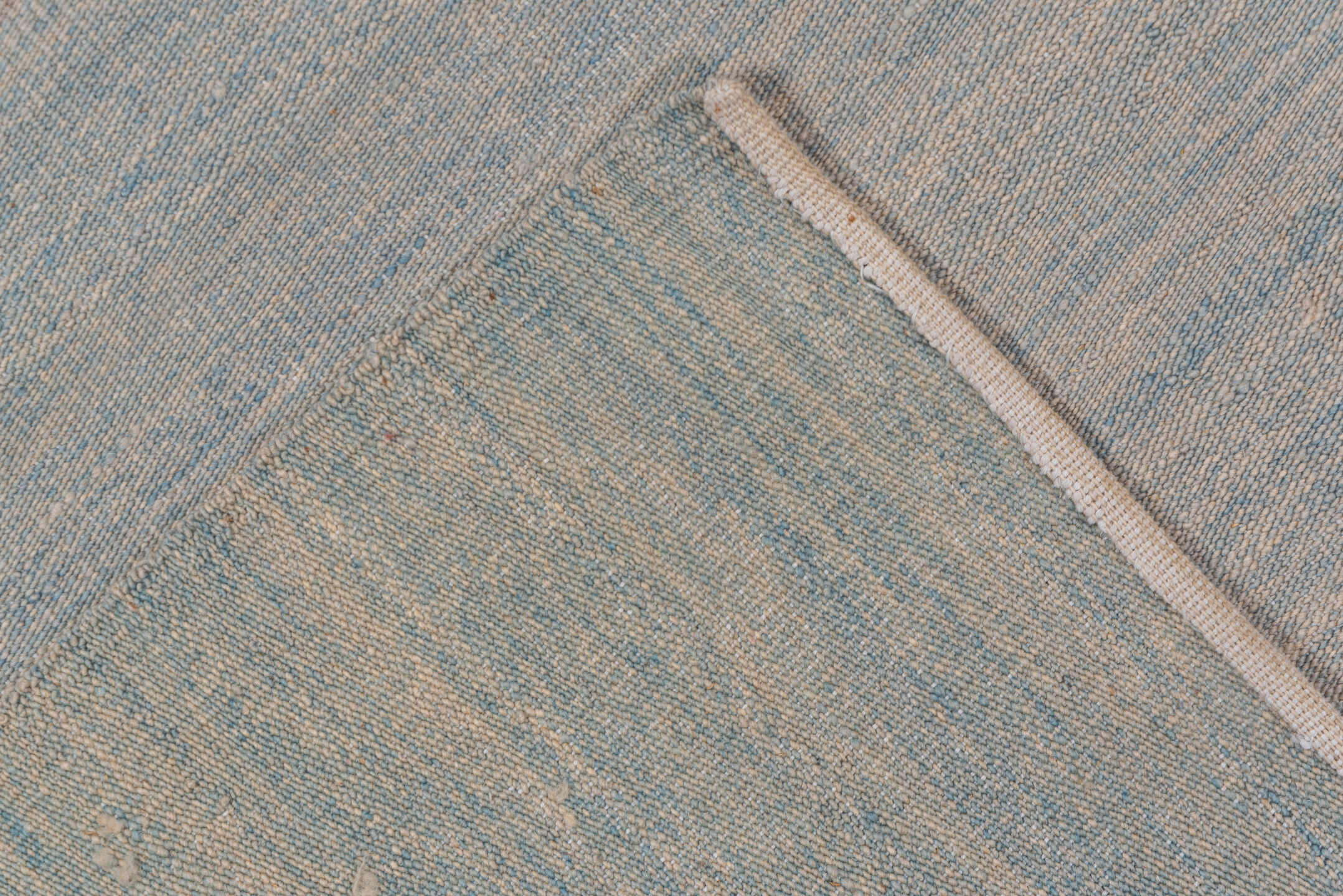 6' x 9' one-of-a-kind handmade vintage Kilim medium size rug. Color palette: pale blue, ivory, blush, taupe, light blue