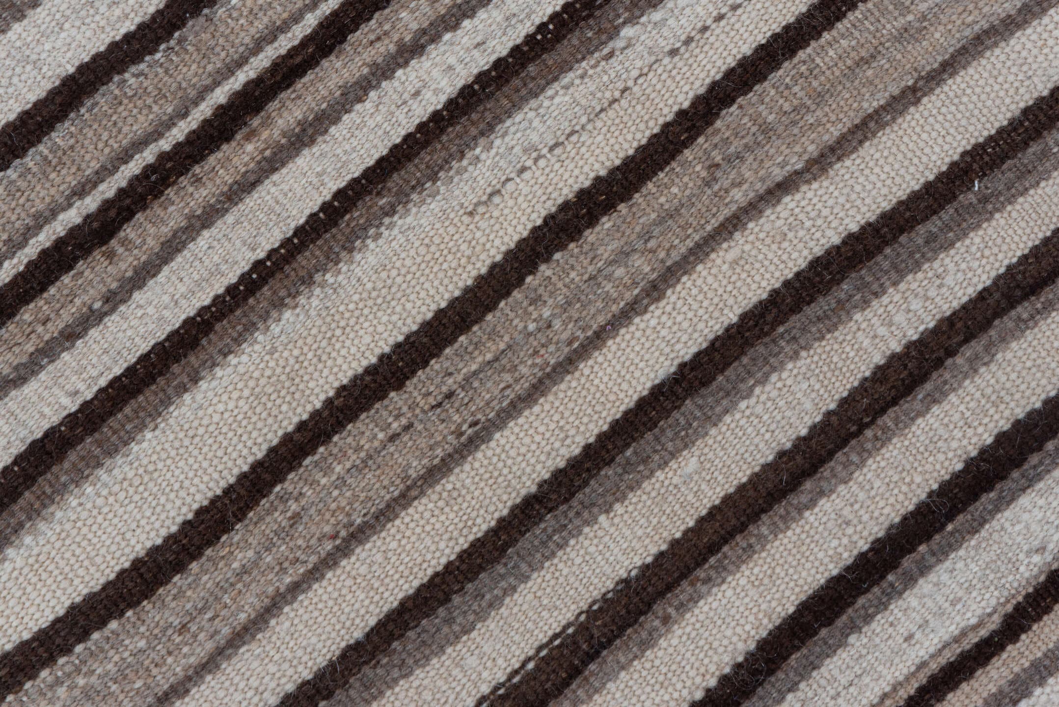 4' x 6' one-of-a-kind handmade vintage Blanket small size rug. Color palette: ivory, taupe, brown, charcoal, beige, gray