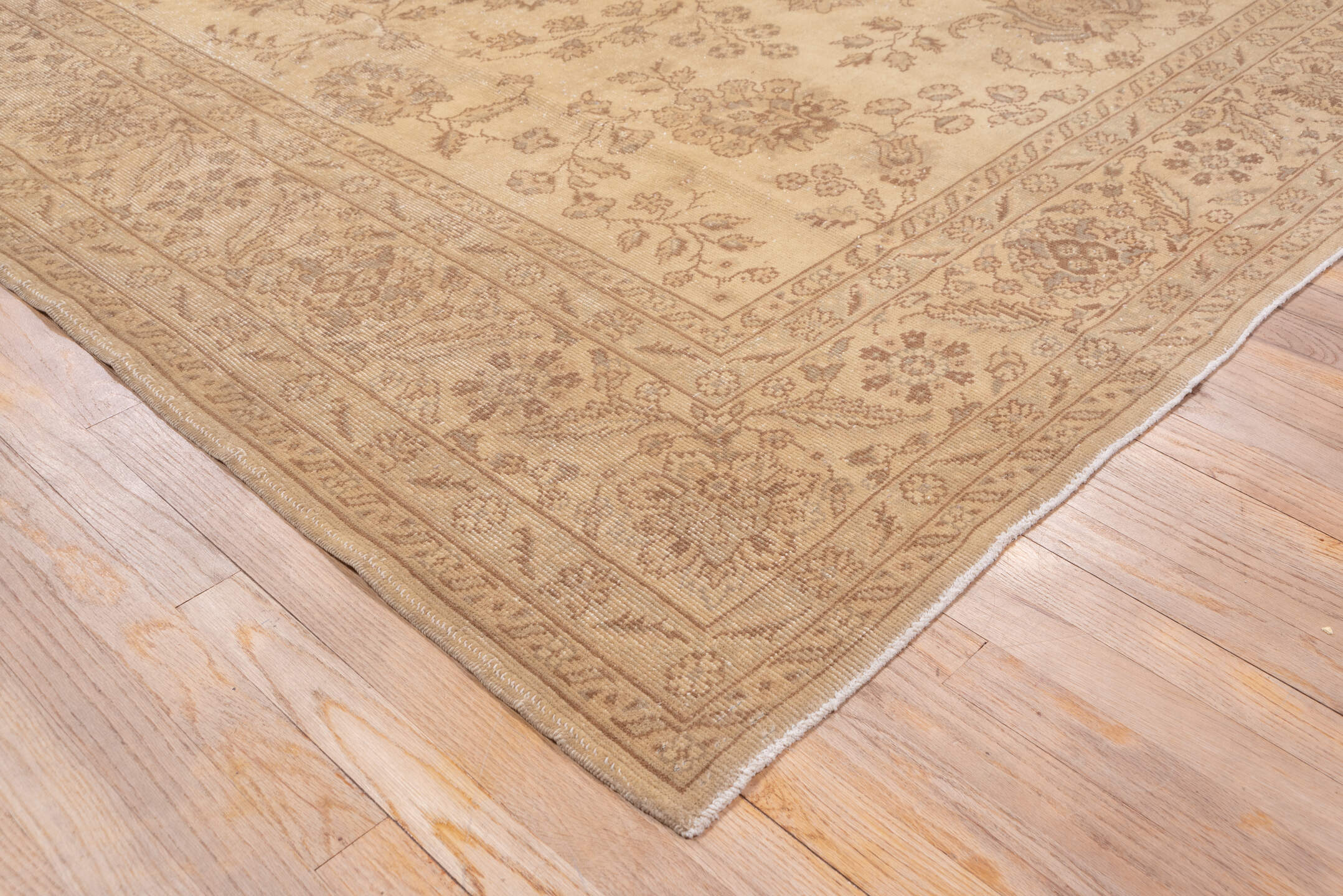 8' x 11' one-of-a-kind handmade vintage Sivas large size rug. Color palette: brown, off-white, orange, pink, tan