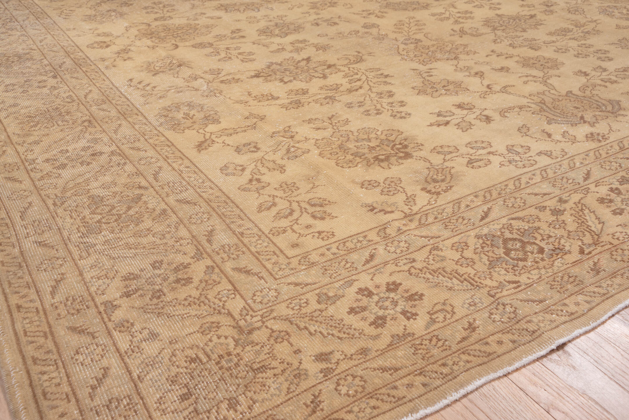 8' x 11' one-of-a-kind handmade vintage Sivas large size rug. Color palette: brown, off-white, orange, pink, tan
