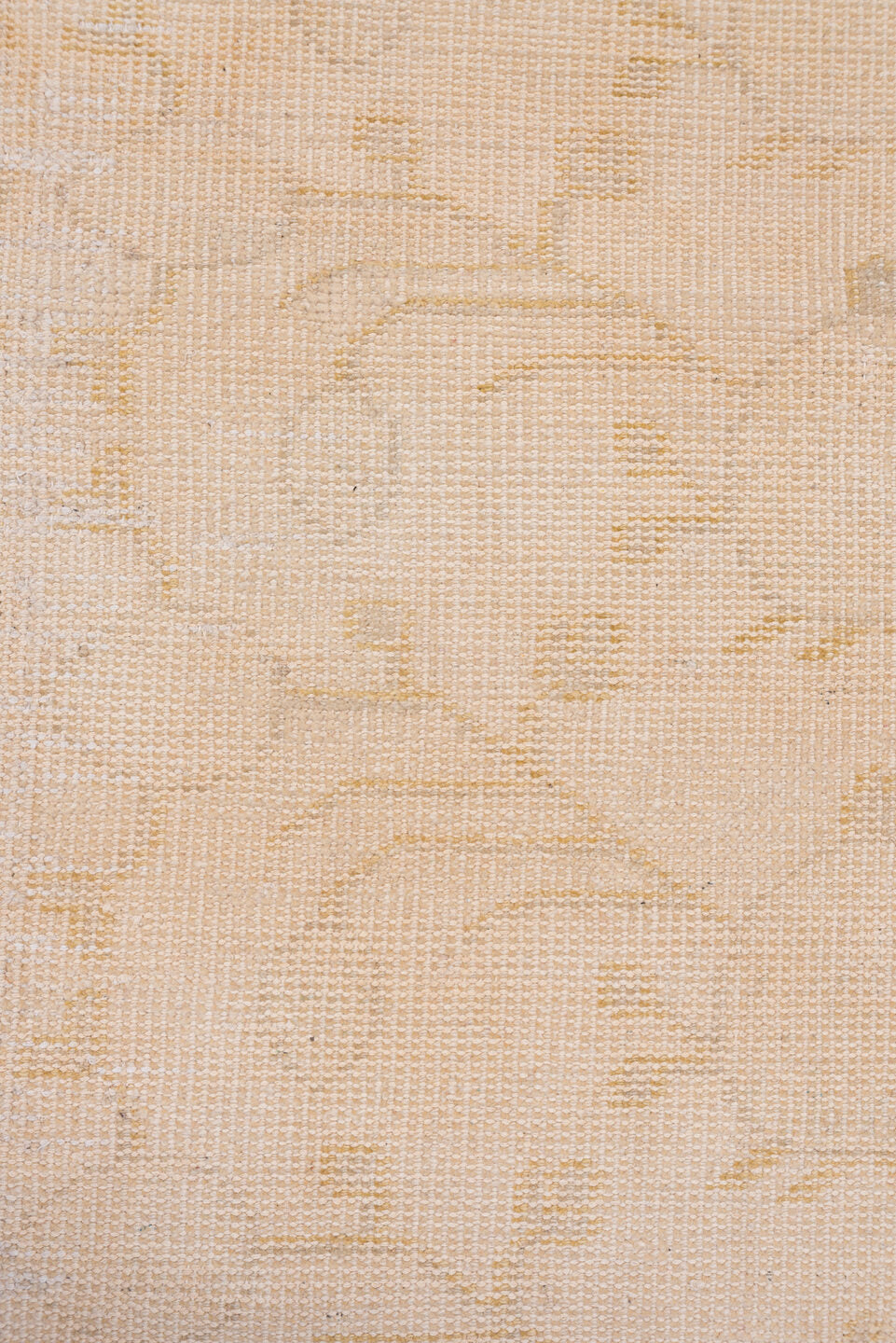 9' x 12' one-of-a-kind handmade vintage Oushak large size rug. Color palette: ivory, cream, peach, blush, beige, sand