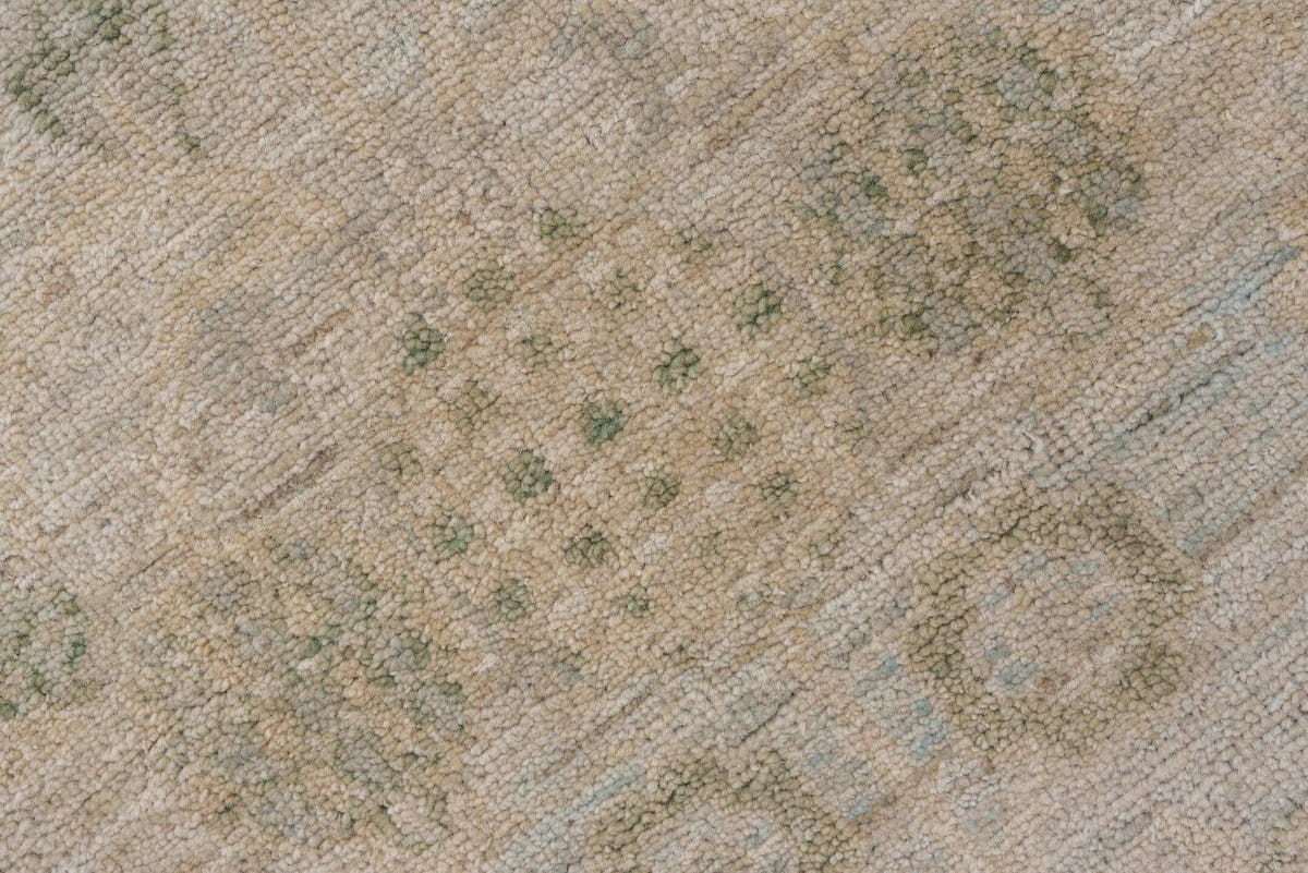 3' x 15' one-of-a-kind handmade vintage Khotan runner rug. Color palette: ivory, taupe, beige, sage, gray brown, olive, gray