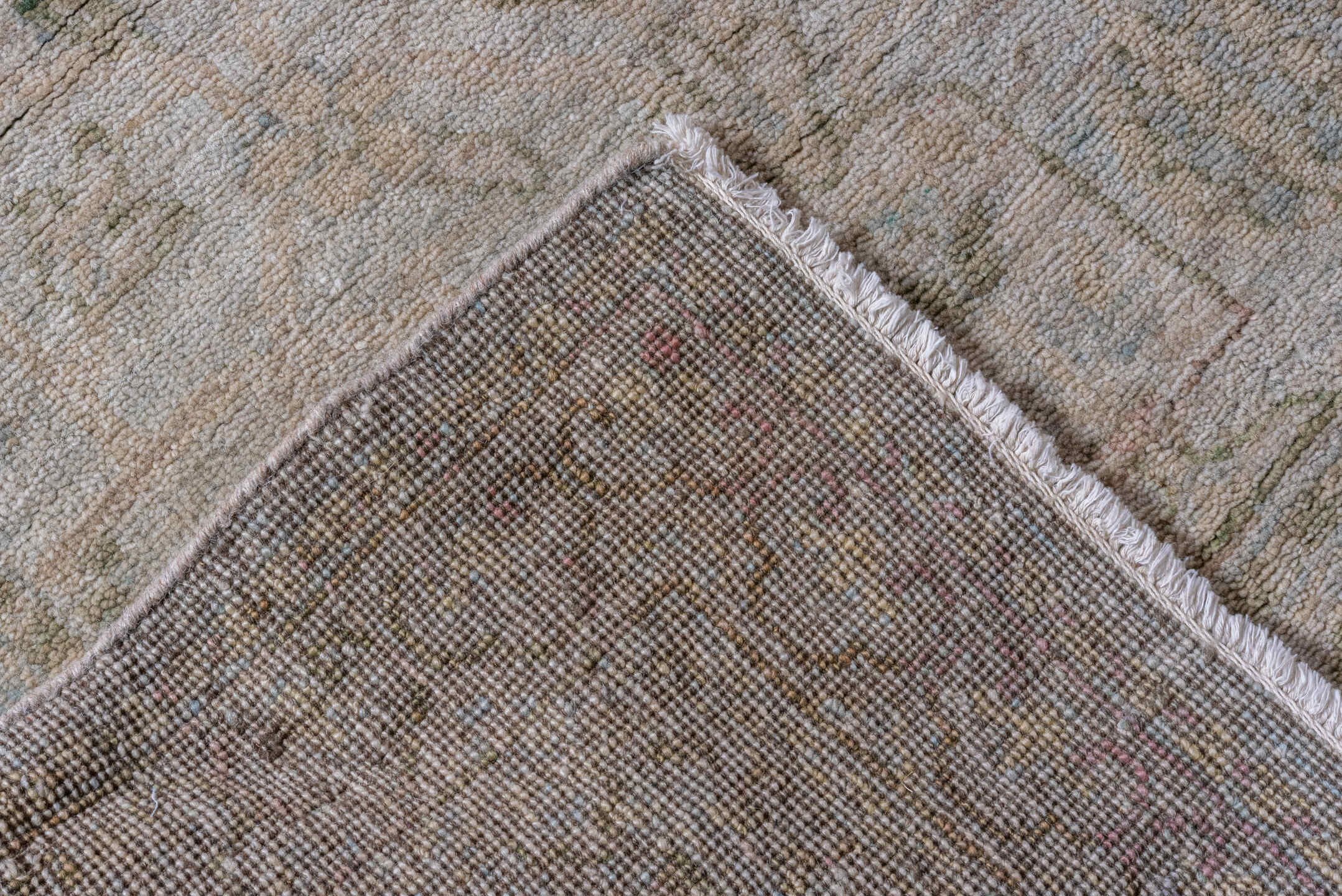 3' x 15' one-of-a-kind handmade vintage Khotan runner rug. Color palette: brown, gray, light gray, off-white, snow, white