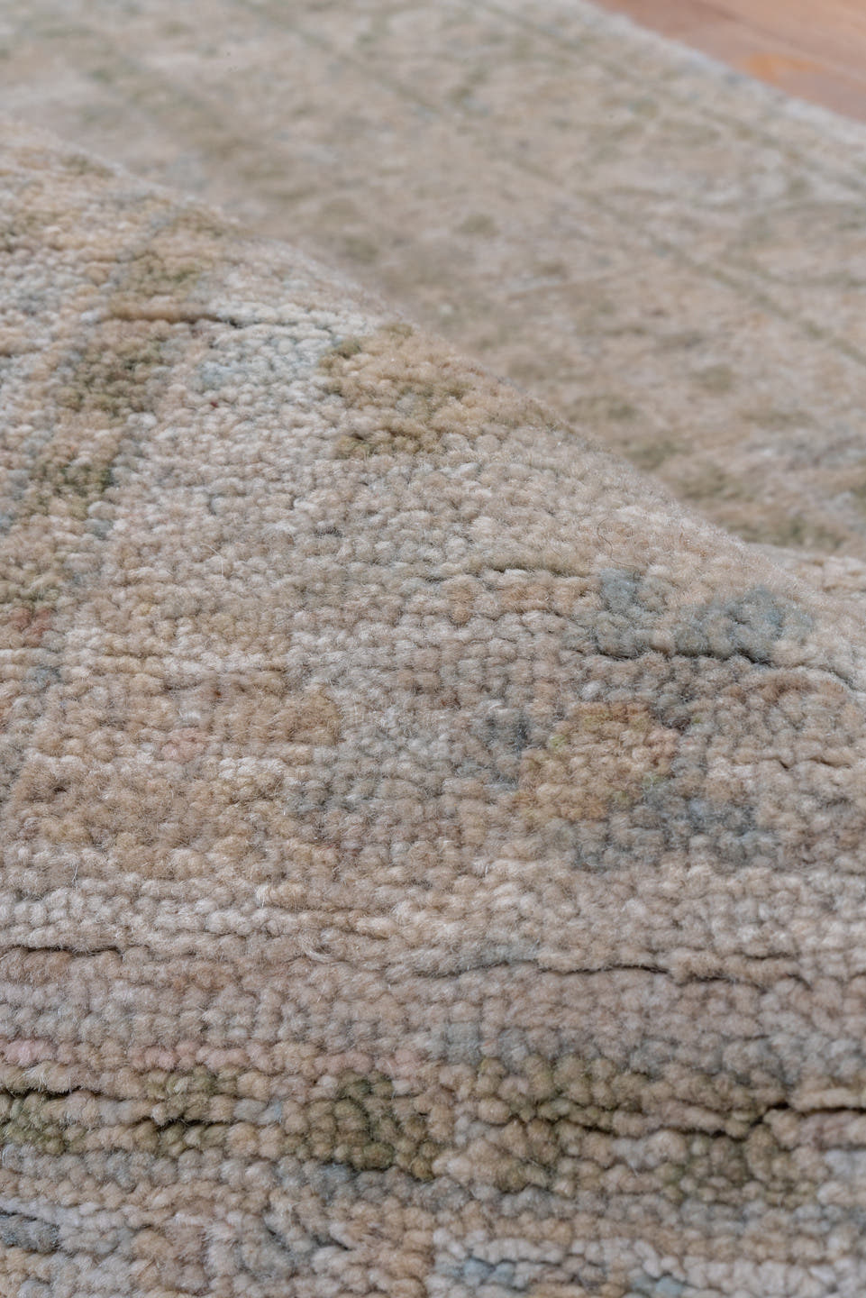 3' x 15' one-of-a-kind handmade vintage Khotan runner rug. Color palette: ivory, taupe, beige, sage, gray brown, olive, gray