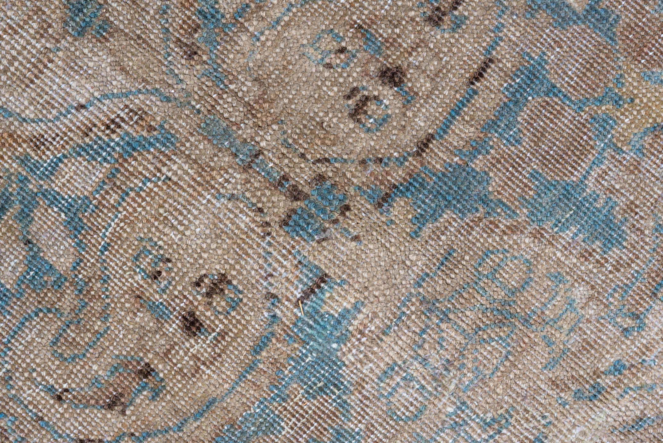 6' x 10' one-of-a-kind handmade antique Meshed large size rug. Color palette: taupe, ivory, brown, pale blue, beige