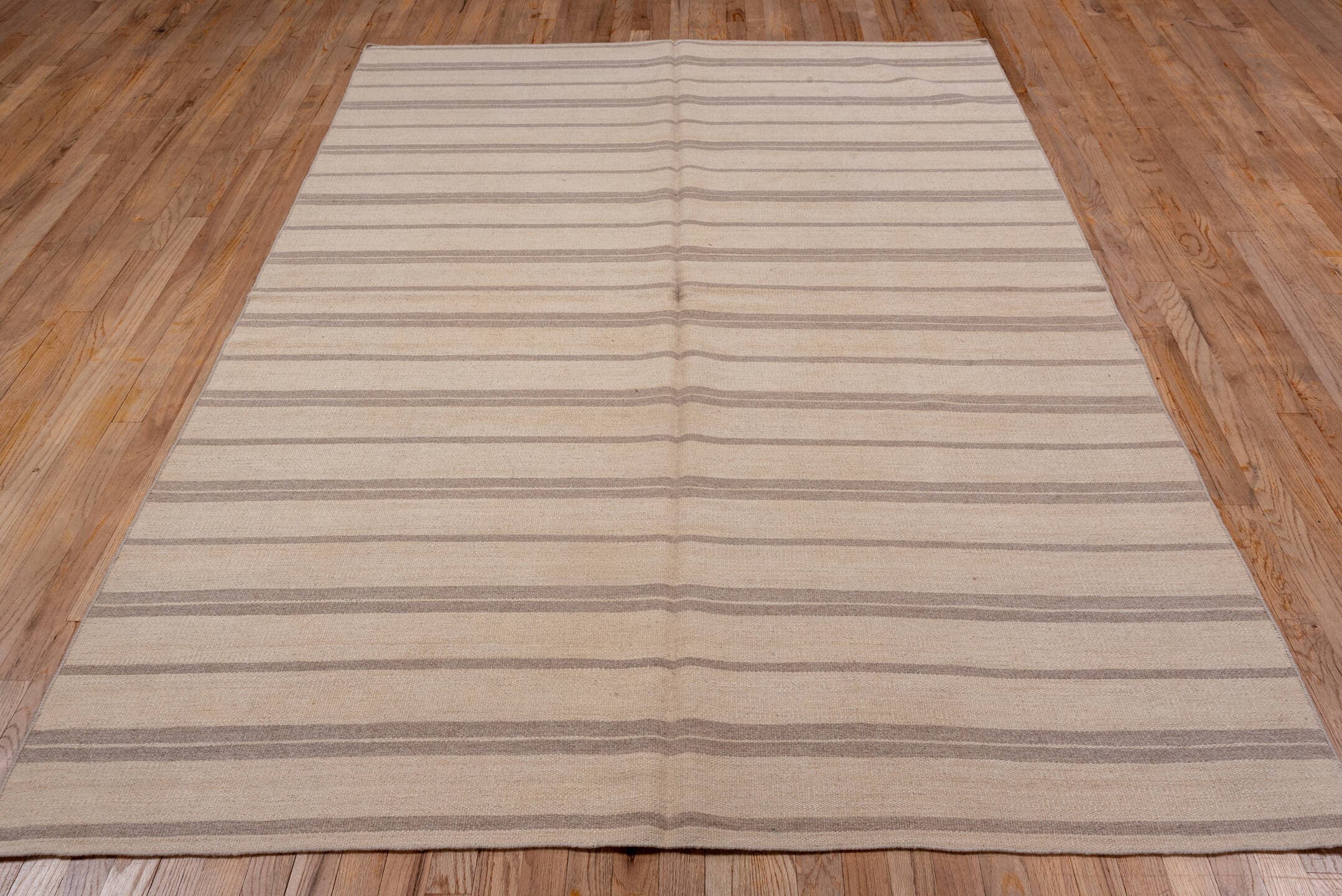 5' x 8' one-of-a-kind handmade vintage Kilim medium size rug. Color palette: ivory, taupe, gray, cream, beige