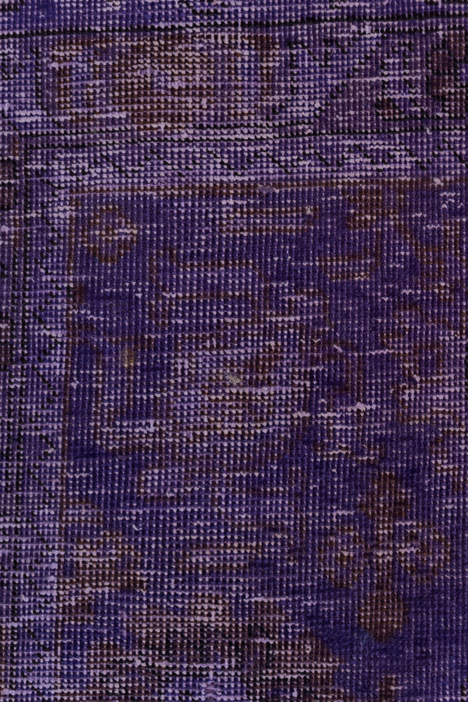 9' x 12' one-of-a-kind handmade vintage Overdyed large size rug. Color palette: violet, plum, eggplant, charcoal, pink
