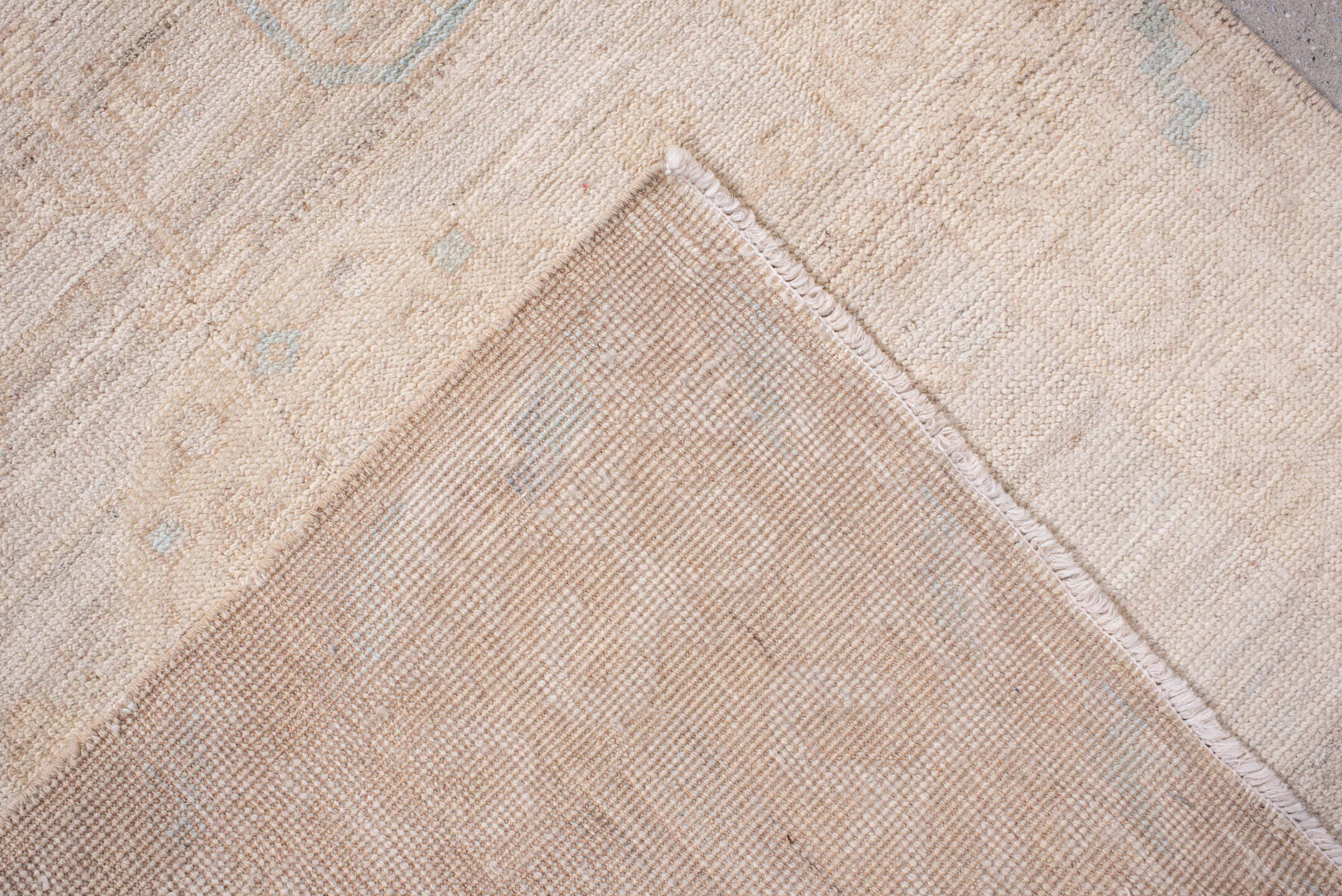 2' x 16' one-of-a-kind handmade vintage Khotan runner rug. Color palette: ivory, blush, pale blue, cream, beige, taupe, pink