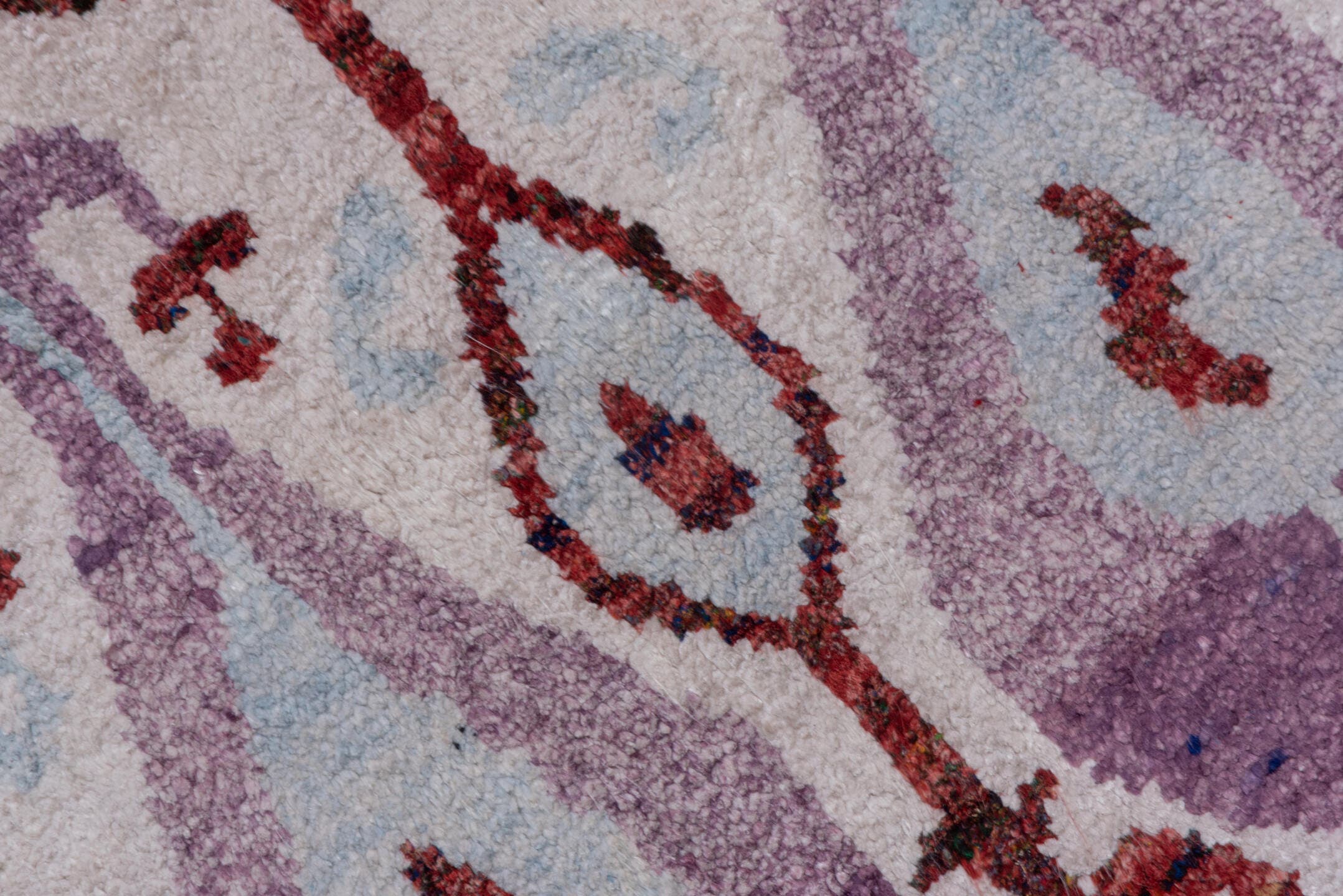 4' x 6' one-of-a-kind handmade vintage Sari Silk small size rug. Color palette: ivory, rust, lavender, pale_blue, taupe