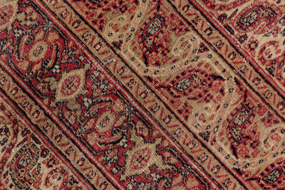 4' x 8' one-of-a-kind handmade vintage Khorassan rug. Color palette: ivory, rust, burgundy, rose, brown, charcoal