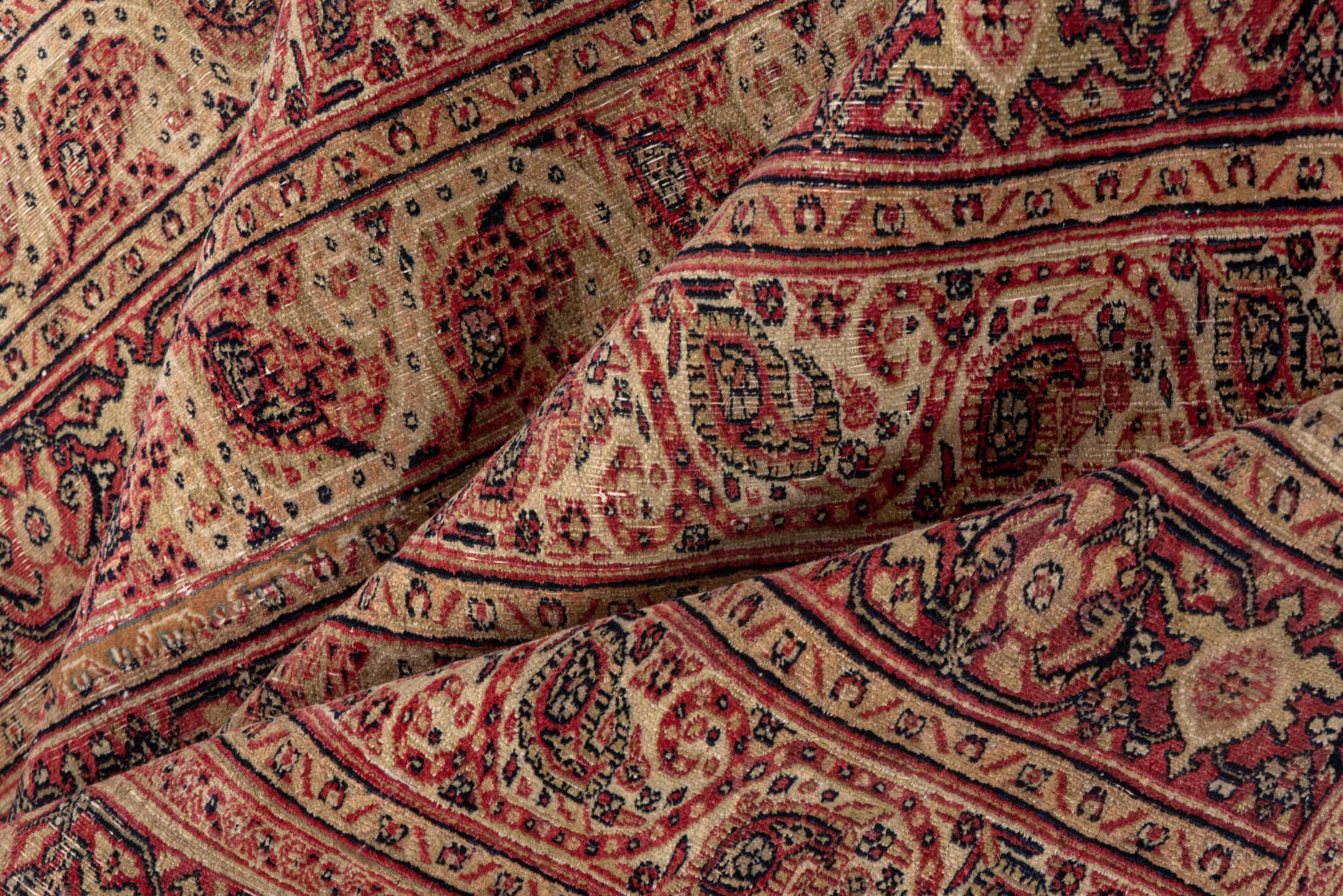 4' x 8' one-of-a-kind handmade vintage Khorassan rug. Color palette: ivory, rust, burgundy, rose, brown, charcoal