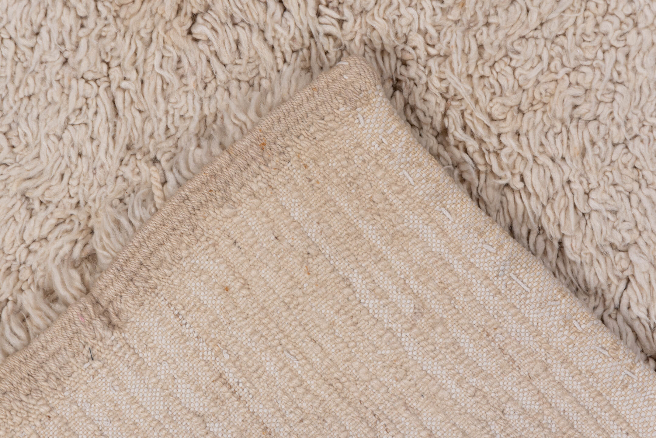 4' x 7' one-of-a-kind handmade vintage Tulu rug. Color palette: ivory, cream, beige, taupe, gray