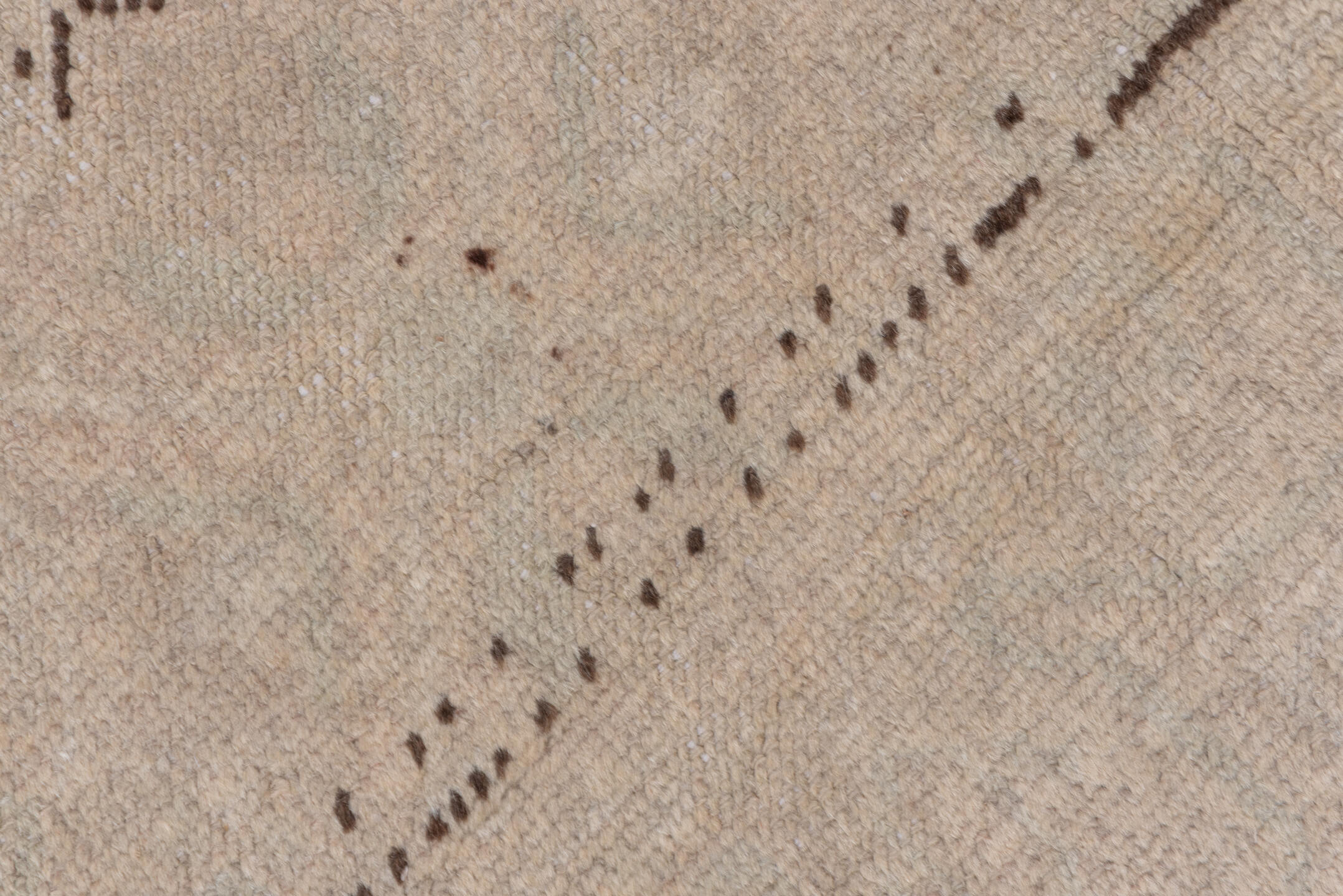 2' x 10' one-of-a-kind handmade vintage Oushak runner rug. Color palette: brown, gray, light gray, off-white, pink, snow