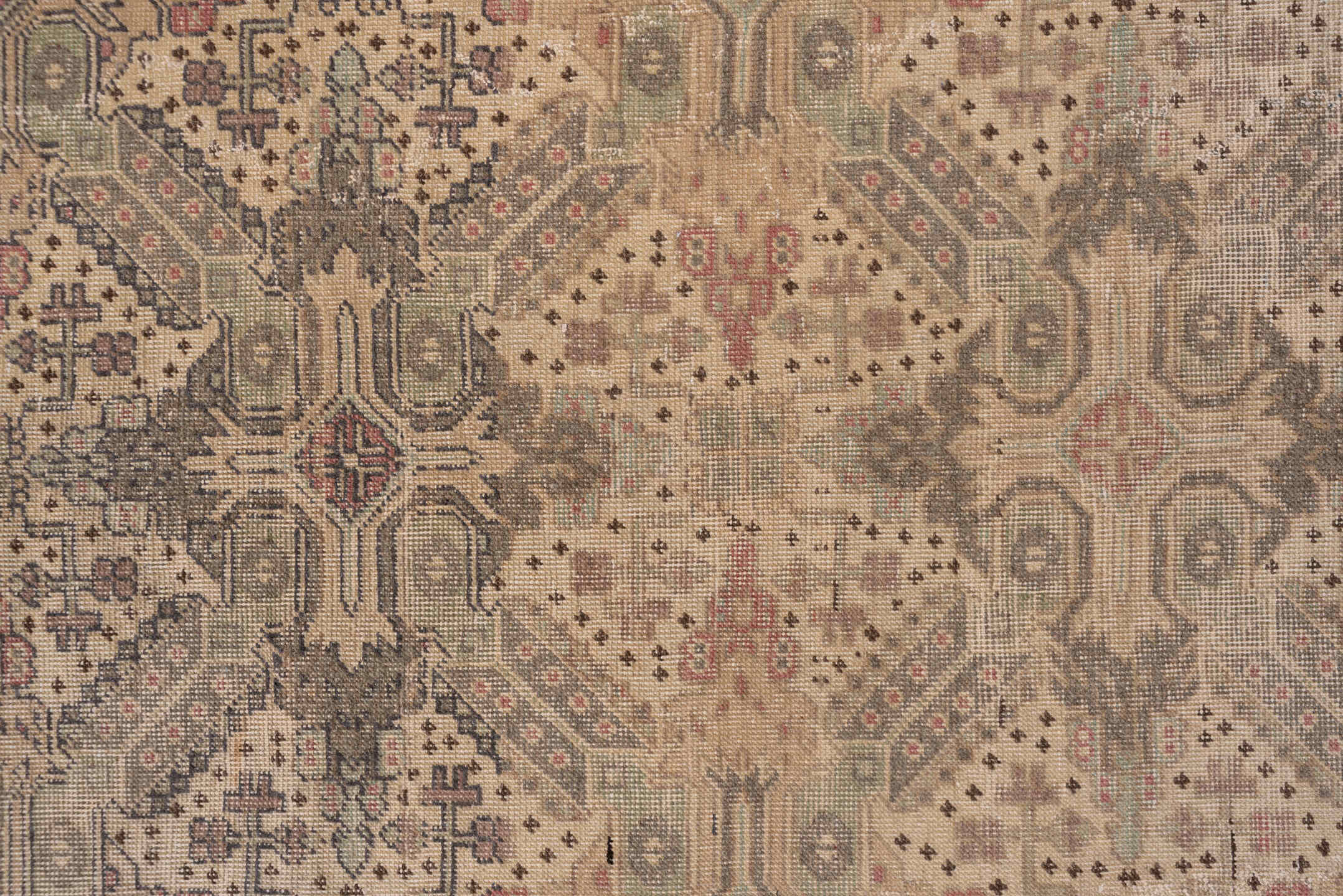4' x 7' one-of-a-kind handmade vintage Kaisary rug. Color palette: brown, gray, pink