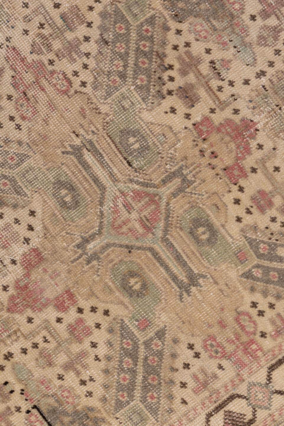 4' x 7' one-of-a-kind handmade antique Kaisary rug. Color palette: beige, taupe, rose, brown, gray, ivory, dusty pink, pink