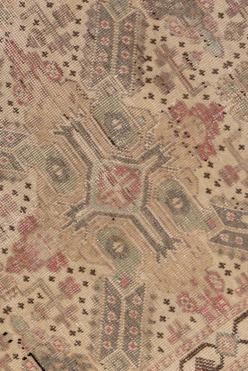 4' x 7' one-of-a-kind handmade vintage Kaisary rug. Color palette: brown, gray, pink