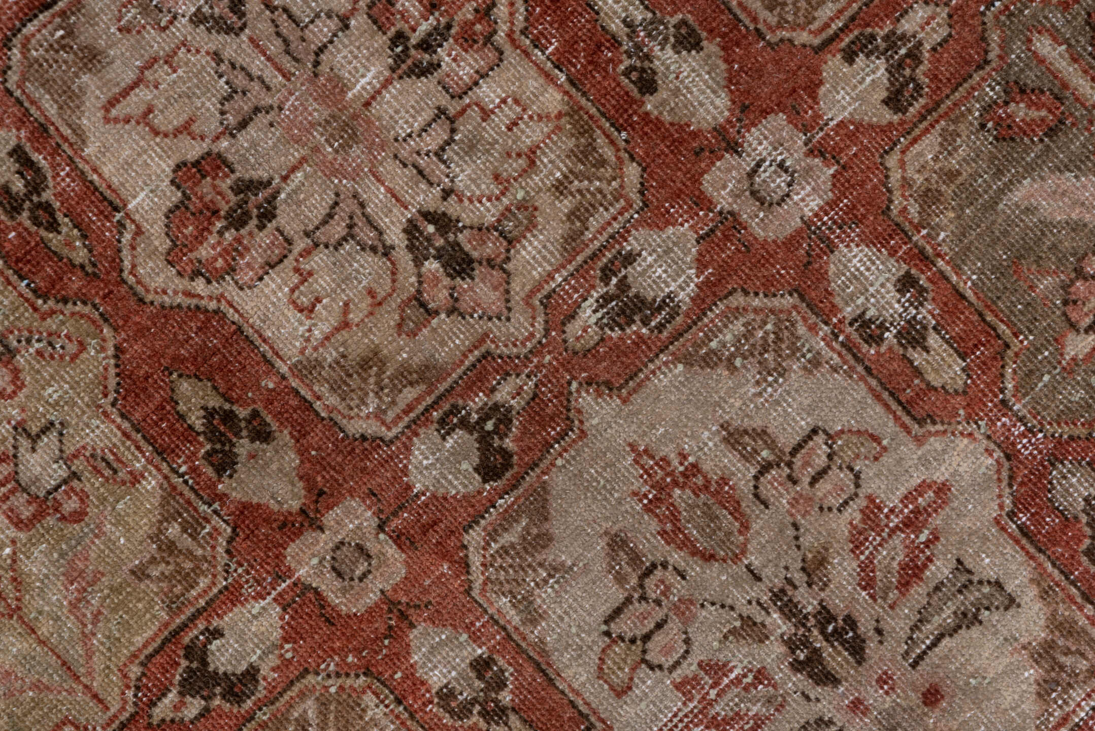 6' x 10' one-of-a-kind handmade antique Tabriz large size rug. Color palette: rust, ivory, taupe, olive, brown, rose