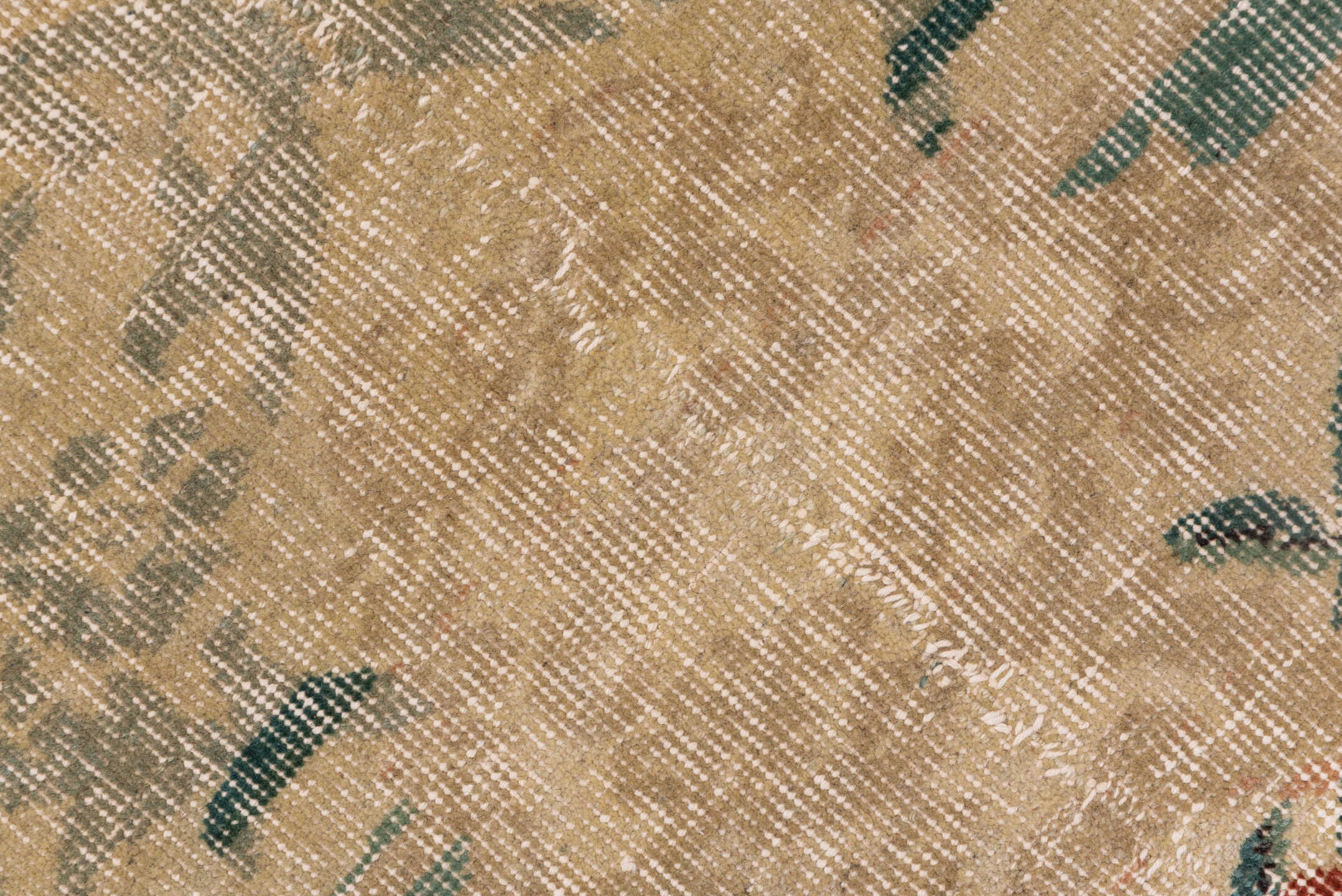 7' x 10' one-of-a-kind handmade vintage Oushak large size rug. Color palette: ivory, sage, blush, beige, coral, taupe, green