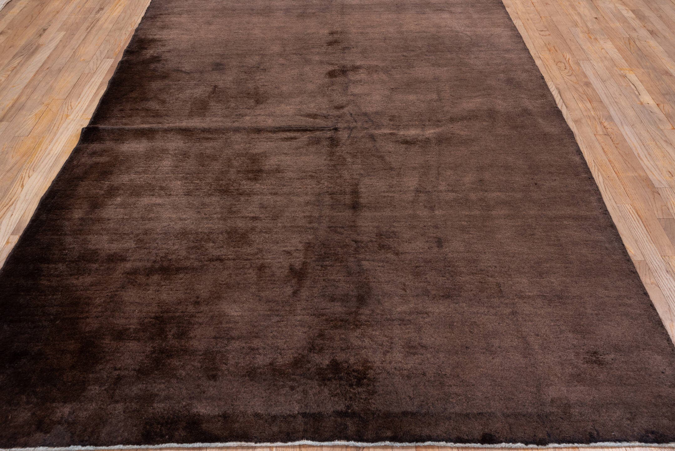 6' x 9' one-of-a-kind handmade vintage Overdyed medium size rug. Color palette: espresso, mahogany, charcoal, burgundy