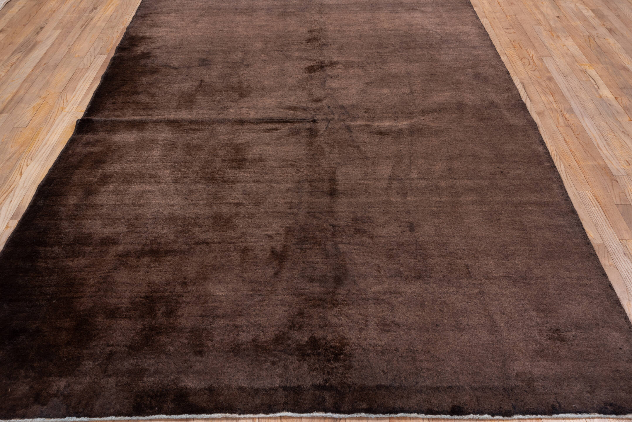 6' x 9' one-of-a-kind handmade vintage Overdyed medium size rug. Color palette: espresso, mahogany, charcoal, burgundy