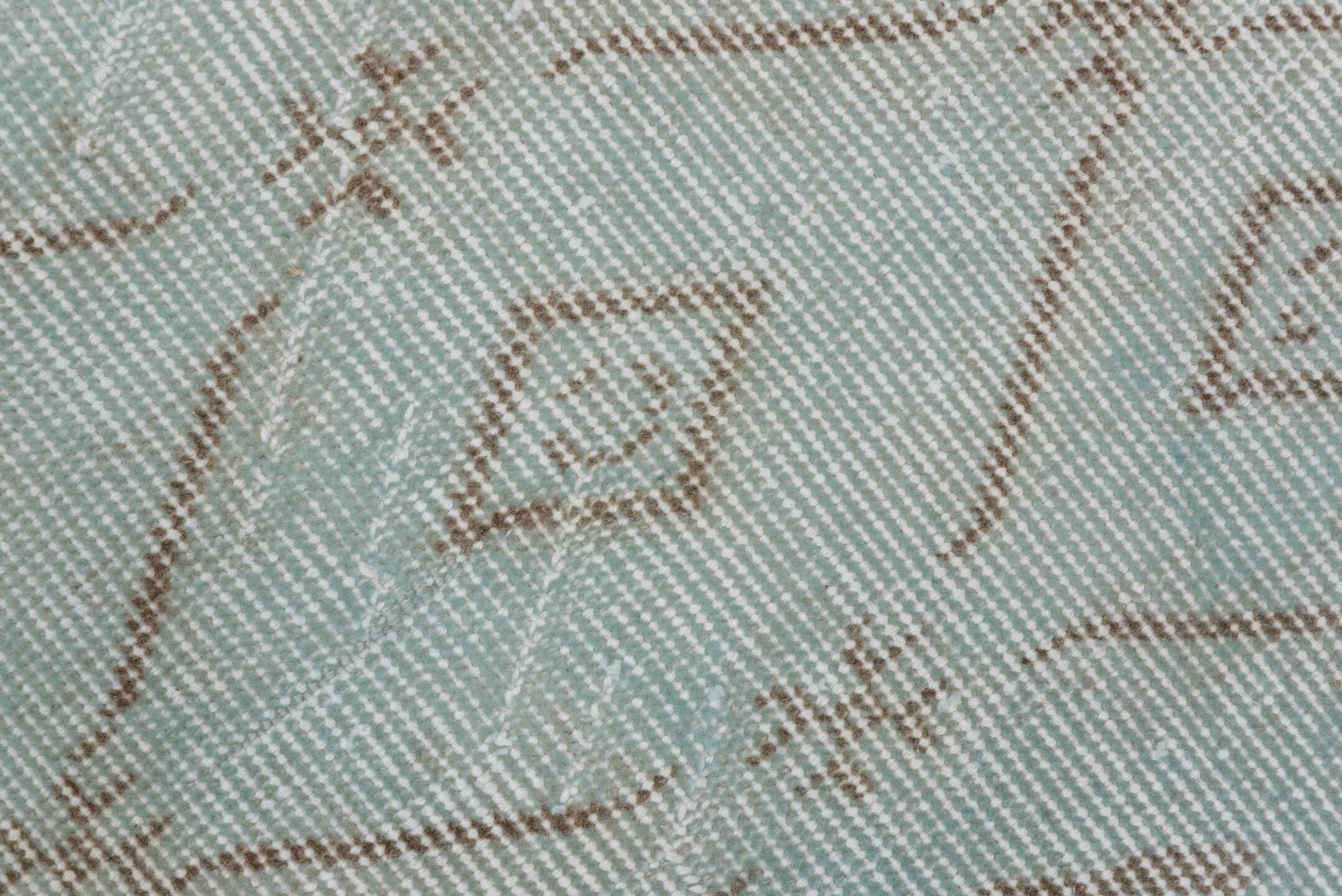 6' x 9' one-of-a-kind handmade vintage Overdyed medium size rug. Color palette: aqua, ivory, taupe, beige, teal, gray