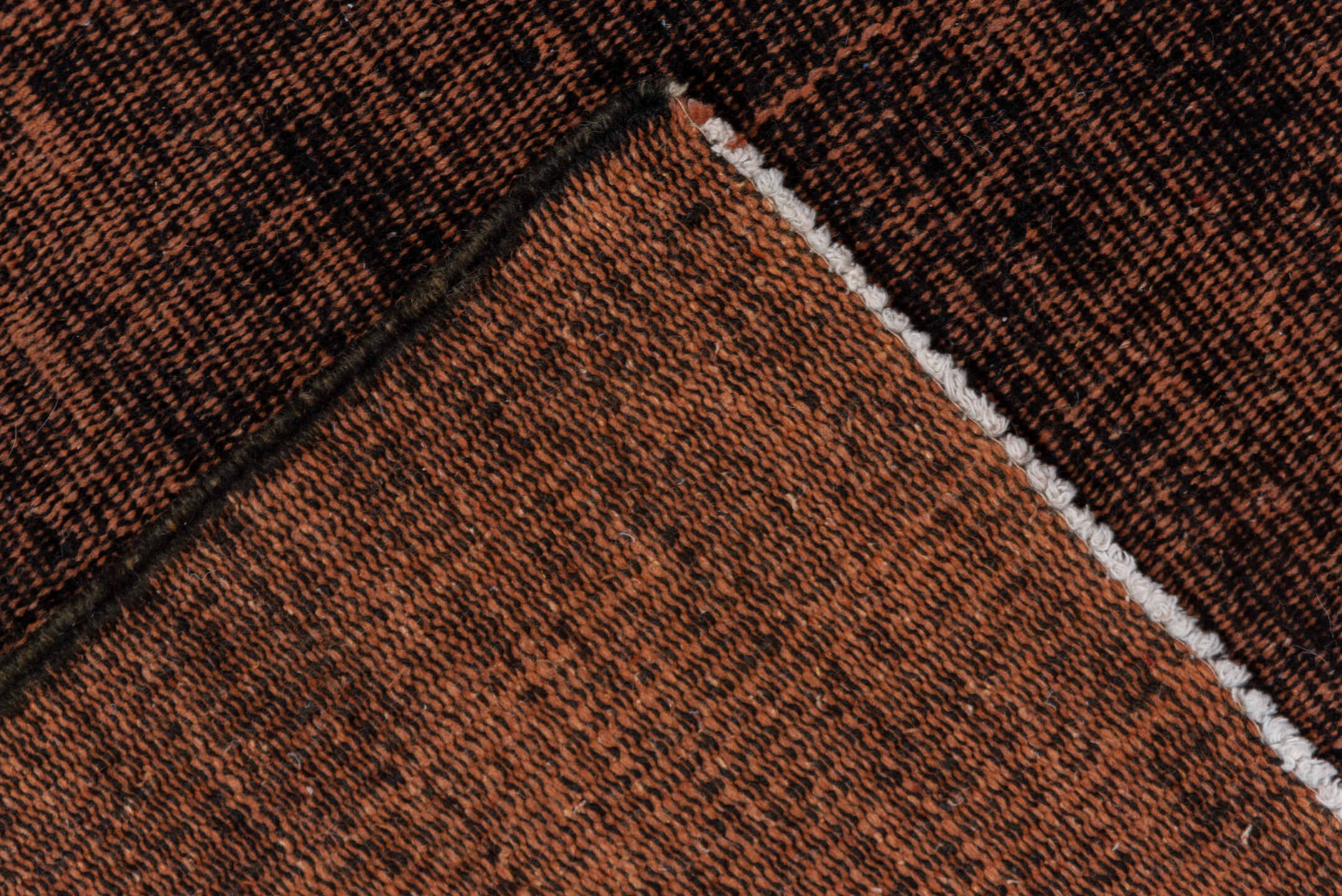 5' x 9' one-of-a-kind handmade vintage Overdyed medium size rug. Color palette: black, brown, gray, light gray, off-white