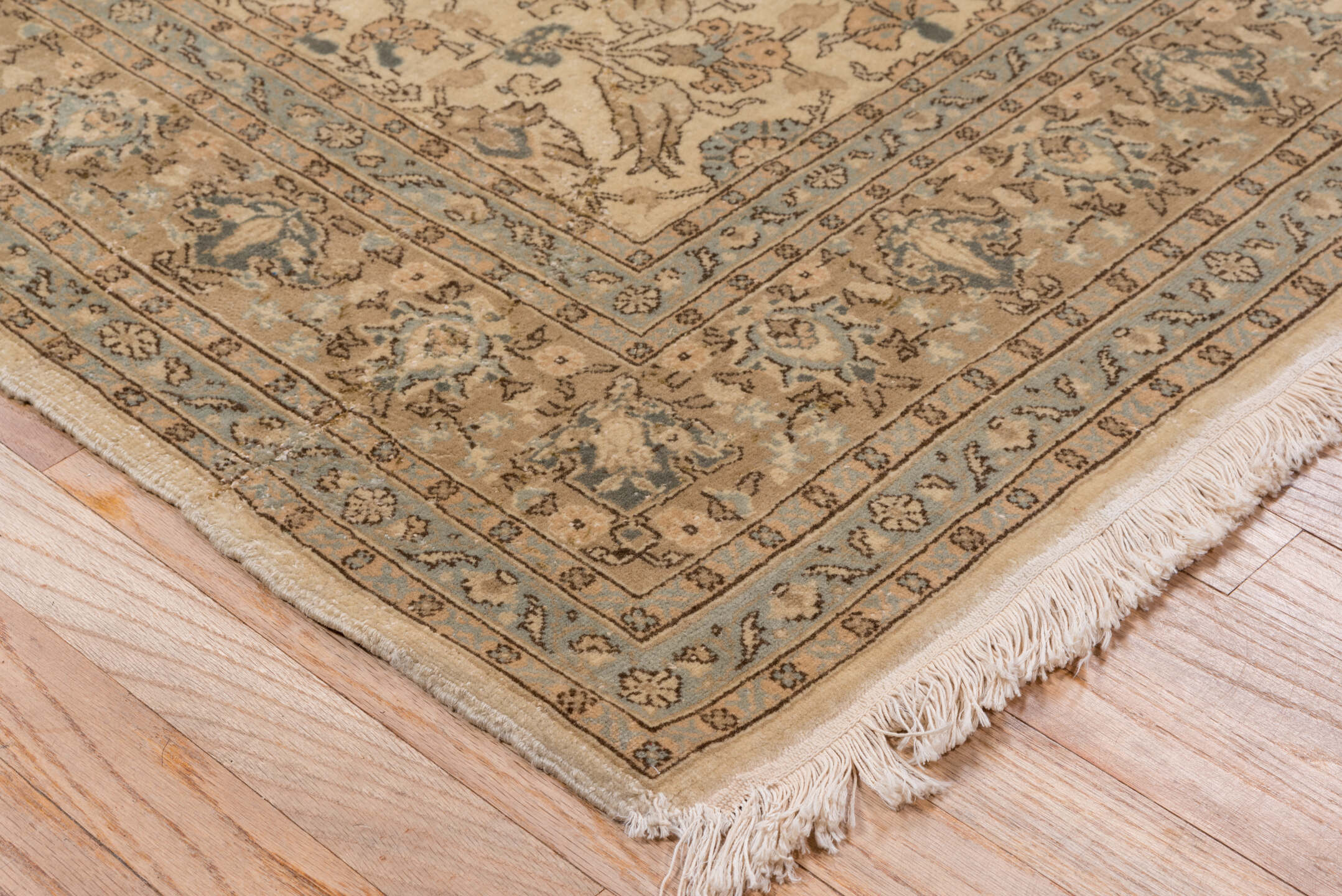 6' x 8' one-of-a-kind handmade vintage Sivas medium size rug. Color palette: beige, taupe, slate, ivory, camel, brown, gray