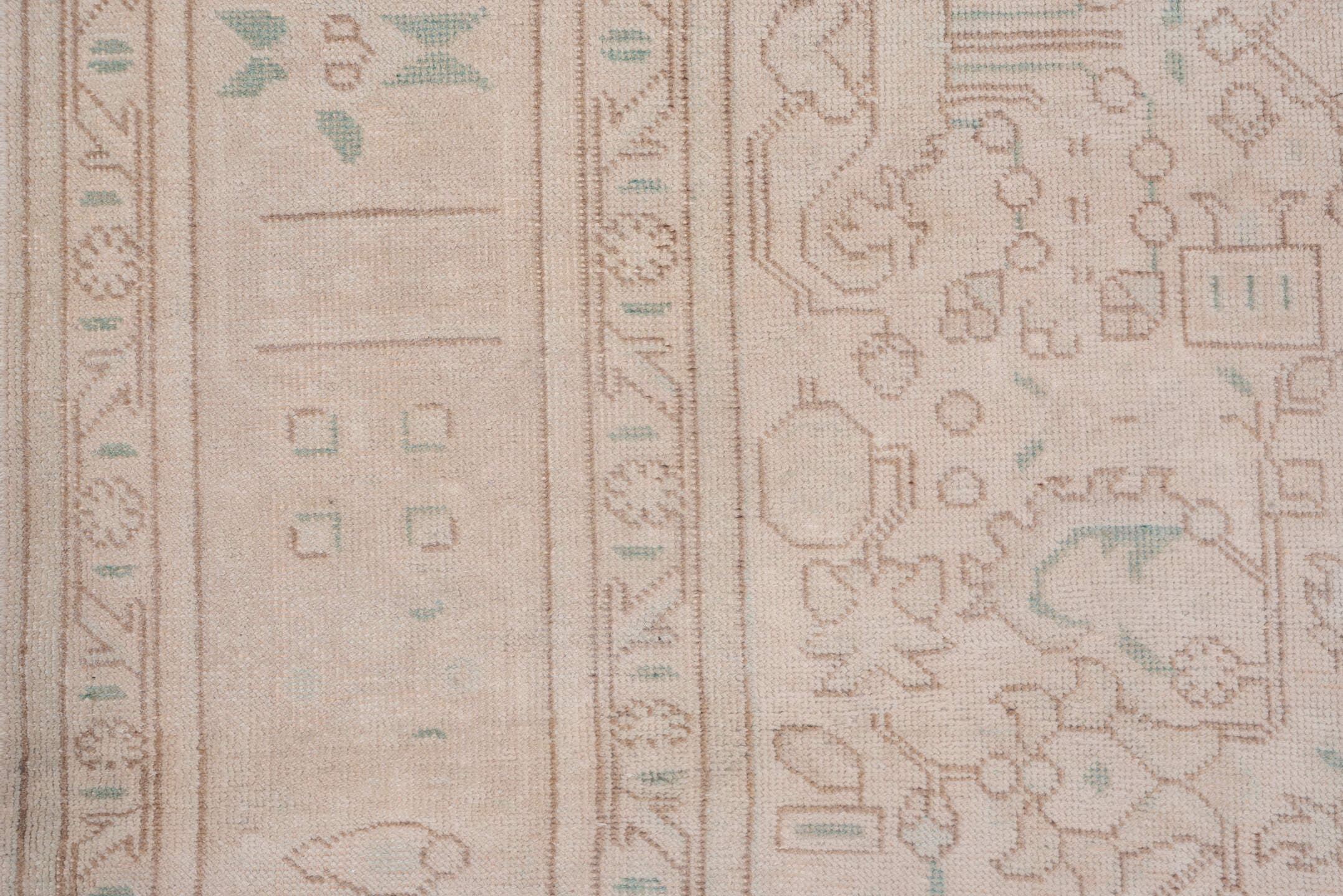 8' x 10' one-of-a-kind handmade vintage Tabriz large size rug. Color palette: ivory, blush, sand, taupe, pale celadon, pink