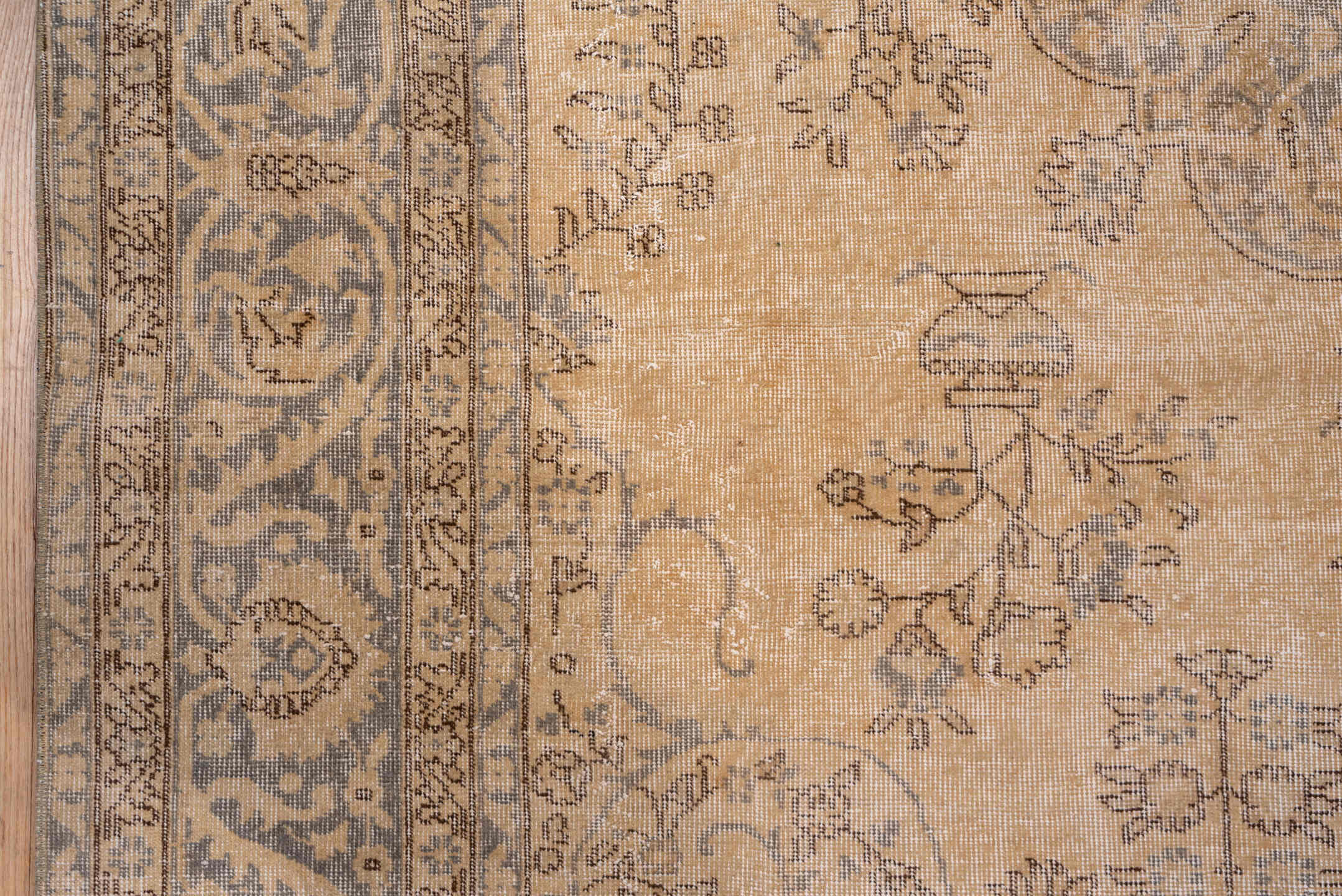 8' x 11' one-of-a-kind handmade vintage Oushak large size rug. Color palette: brown, gray, light gray, pink