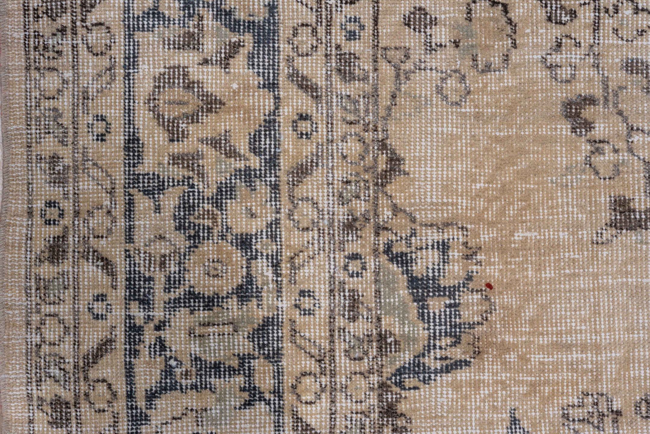 7' x 10' one-of-a-kind handmade vintage Oushak large size rug. Color palette: ivory, beige, blue, taupe, charcoal, gray