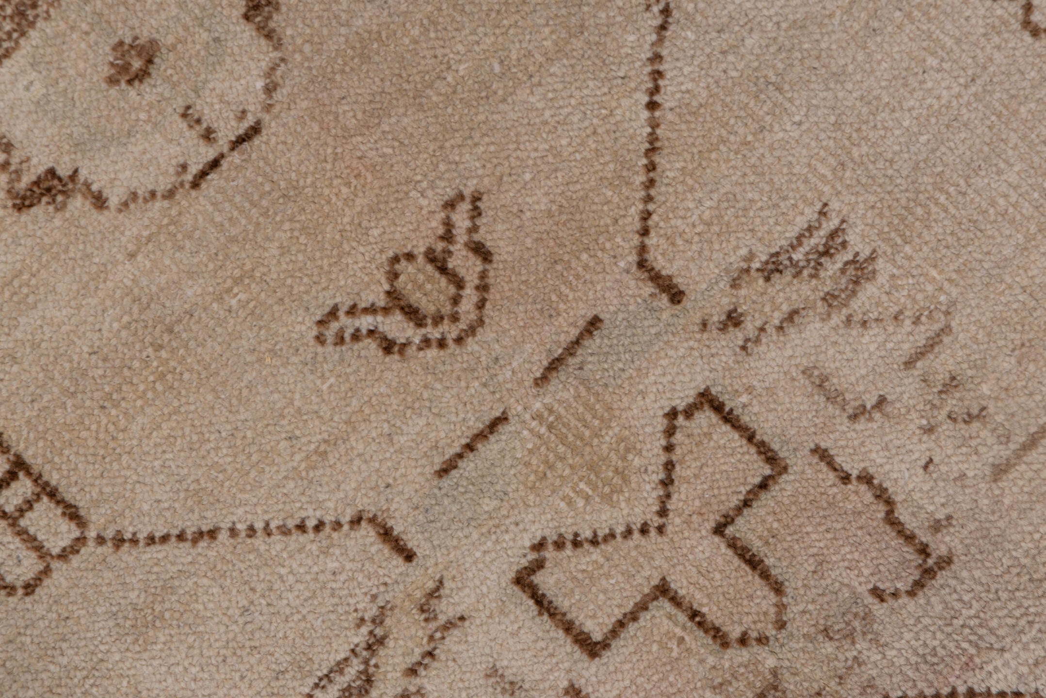 4' x 10' one-of-a-kind handmade vintage Oushak runner rug. Color palette: brown, gray, light gray, off-white, pink, snow