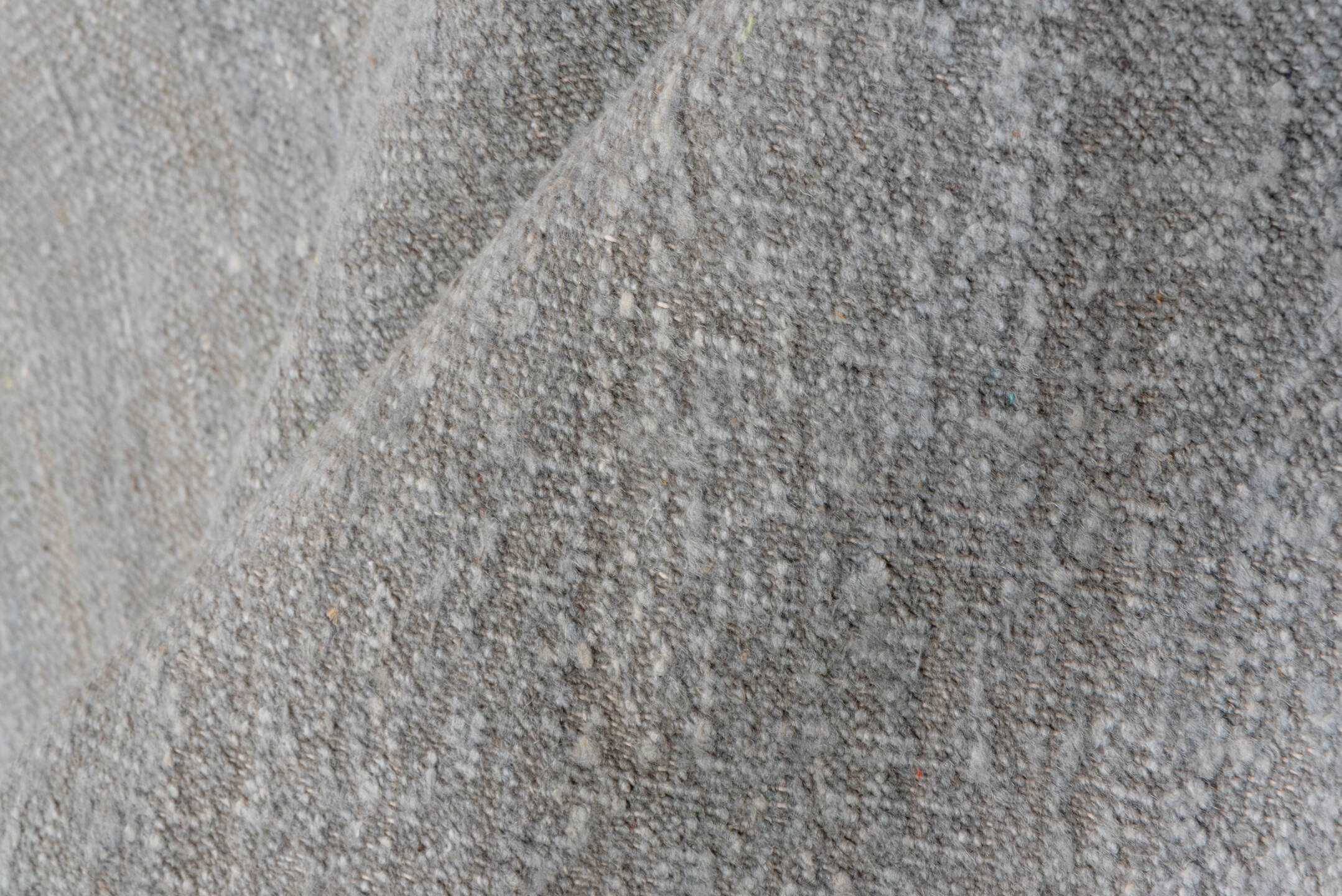 11' x 14' one-of-a-kind handmade vintage Dhurrie oversize rug. Color palette: pale blue, silver, ivory, light blue, gray