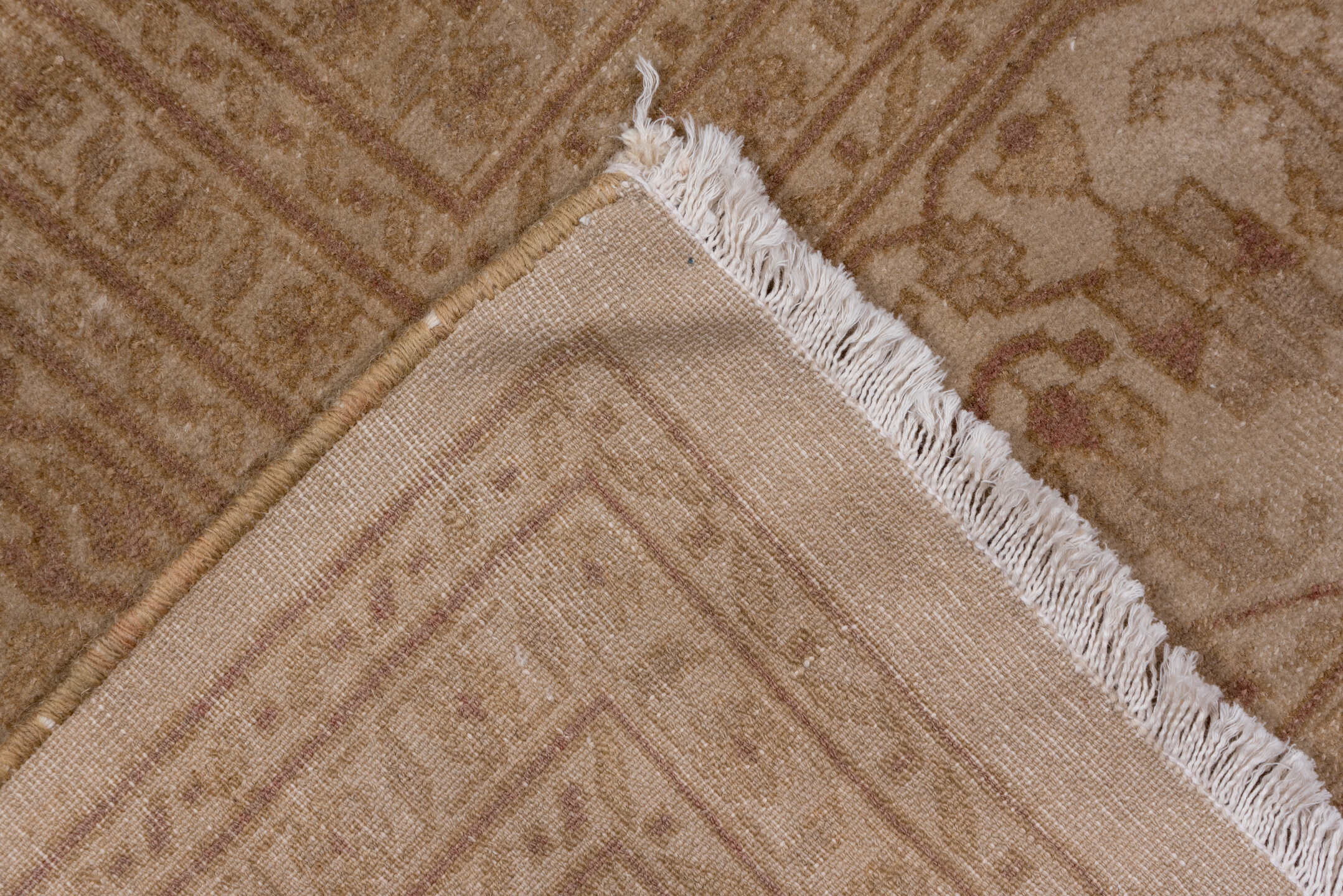 9' x 11' one-of-a-kind handmade vintage Sivas large size rug. Color palette: brown, gray, light gray, off-white, pink