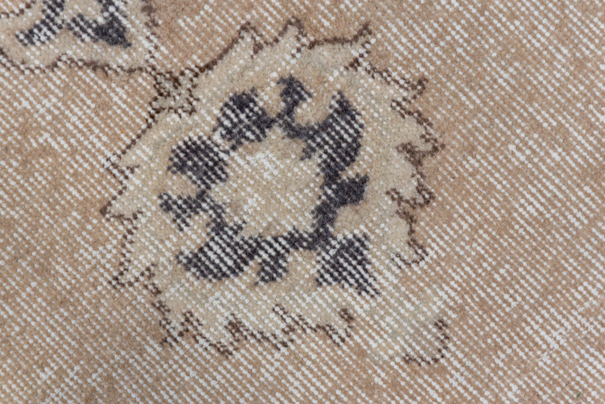 7' x 10' one-of-a-kind handmade vintage Oushak large size rug. Color palette: beige, ivory, charcoal, taupe, sage, gray