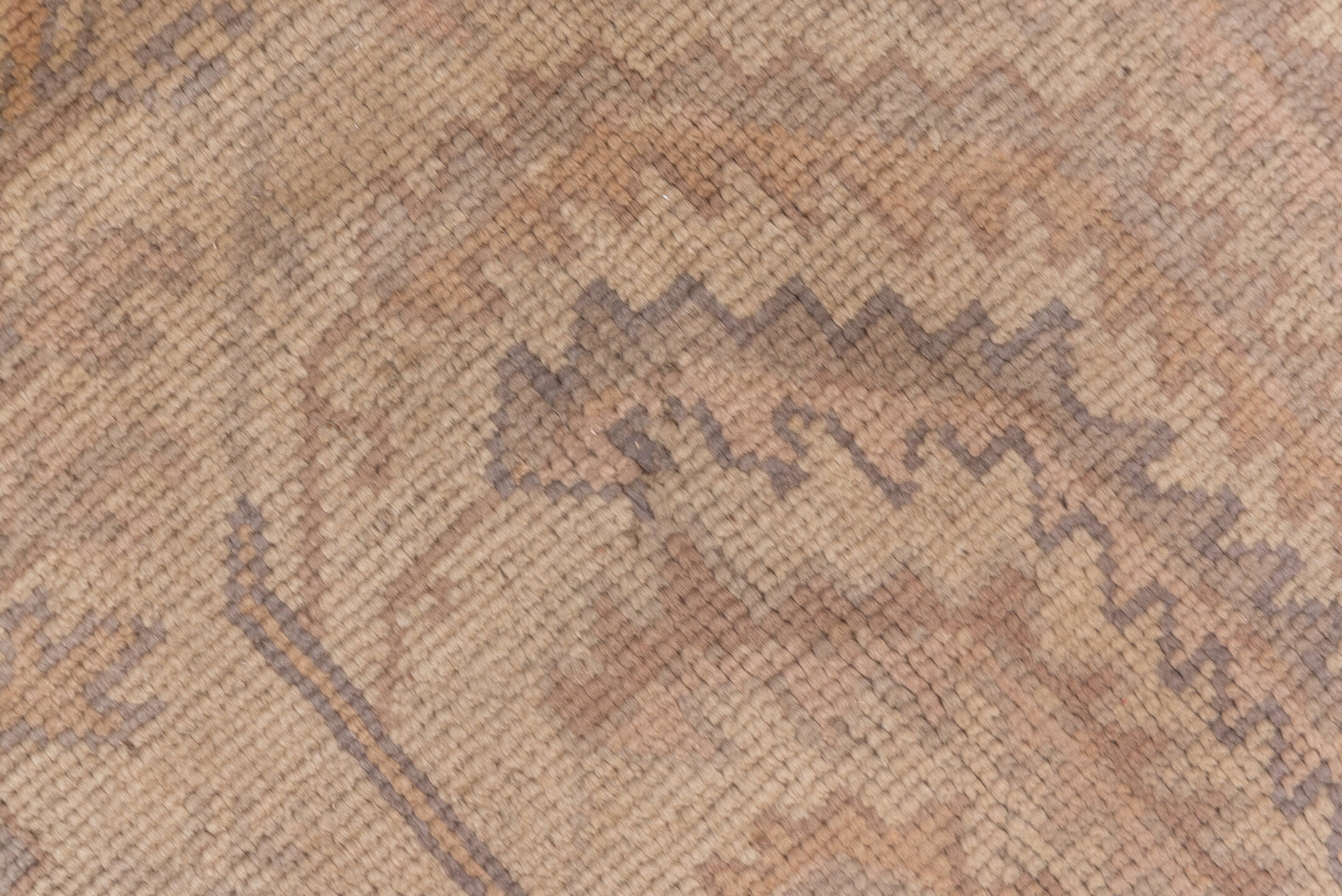 7' x 8' one-of-a-kind handmade vintage Oushak rug. Color palette: brown, gray, light gray, off-white, pink, snow, white