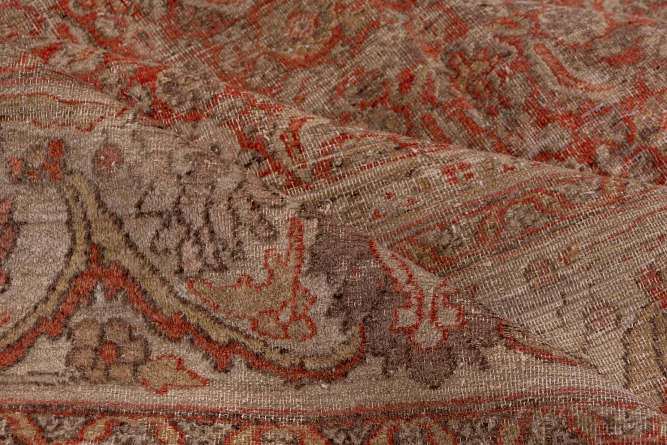 8' x 13' one-of-a-kind handmade antique Khorassan large size rug. Color palette: terra cotta, ivory, rose, taupe, sage, rust