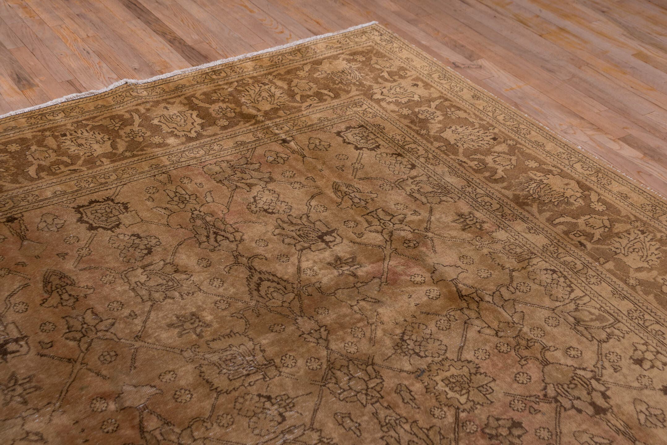 10' x 12' one-of-a-kind handmade vintage Tabriz large size rug. Color palette: camel, taupe, tan, brown, beige, gray