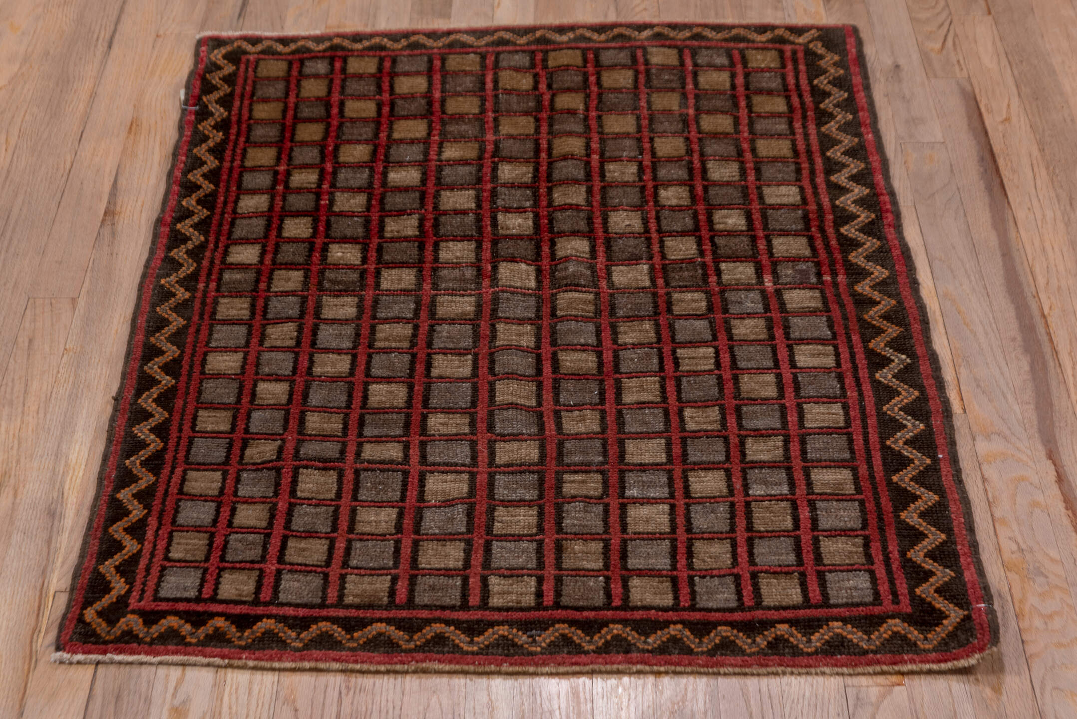 3' x 4' one-of-a-kind handmade antique Oushak small size rug. Color palette: brown, burgundy, charcoal, taupe, rust, gray
