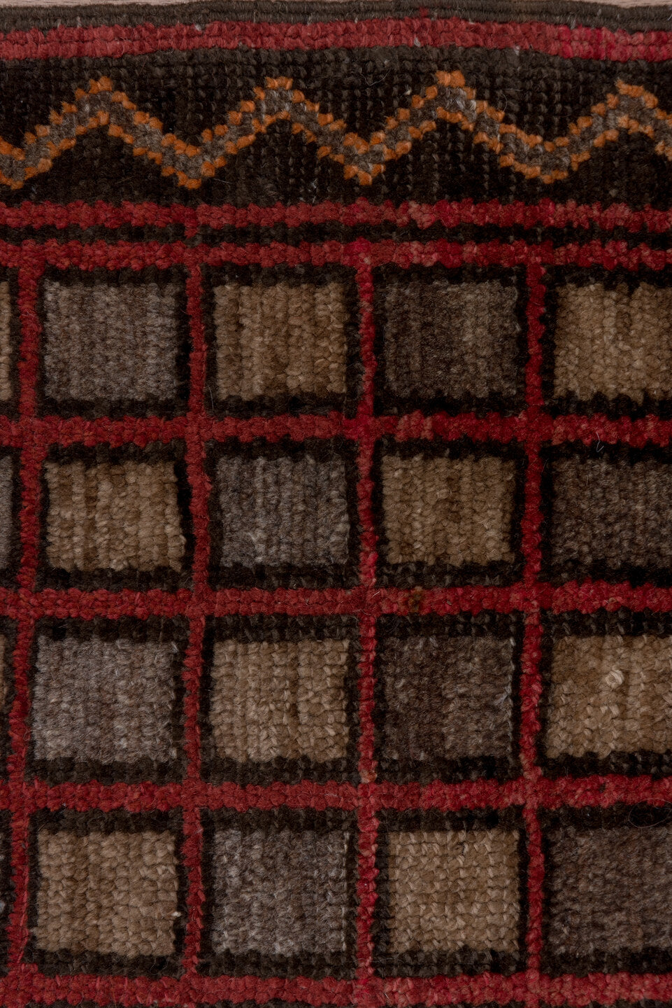 3' x 4' one-of-a-kind handmade antique Oushak small size rug. Color palette: brown, burgundy, charcoal, taupe, rust, gray
