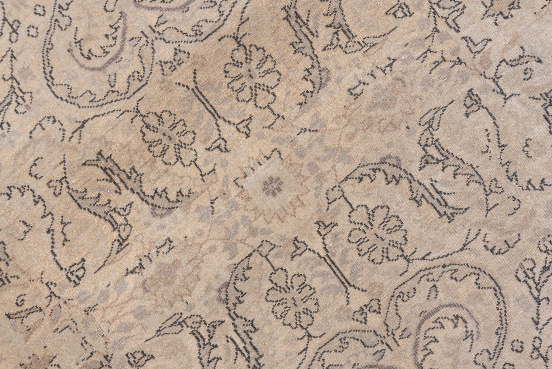 8' x 10' one-of-a-kind handmade vintage large size rug. Color palette: beige, taupe, ivory, slate, greige, sand, gray