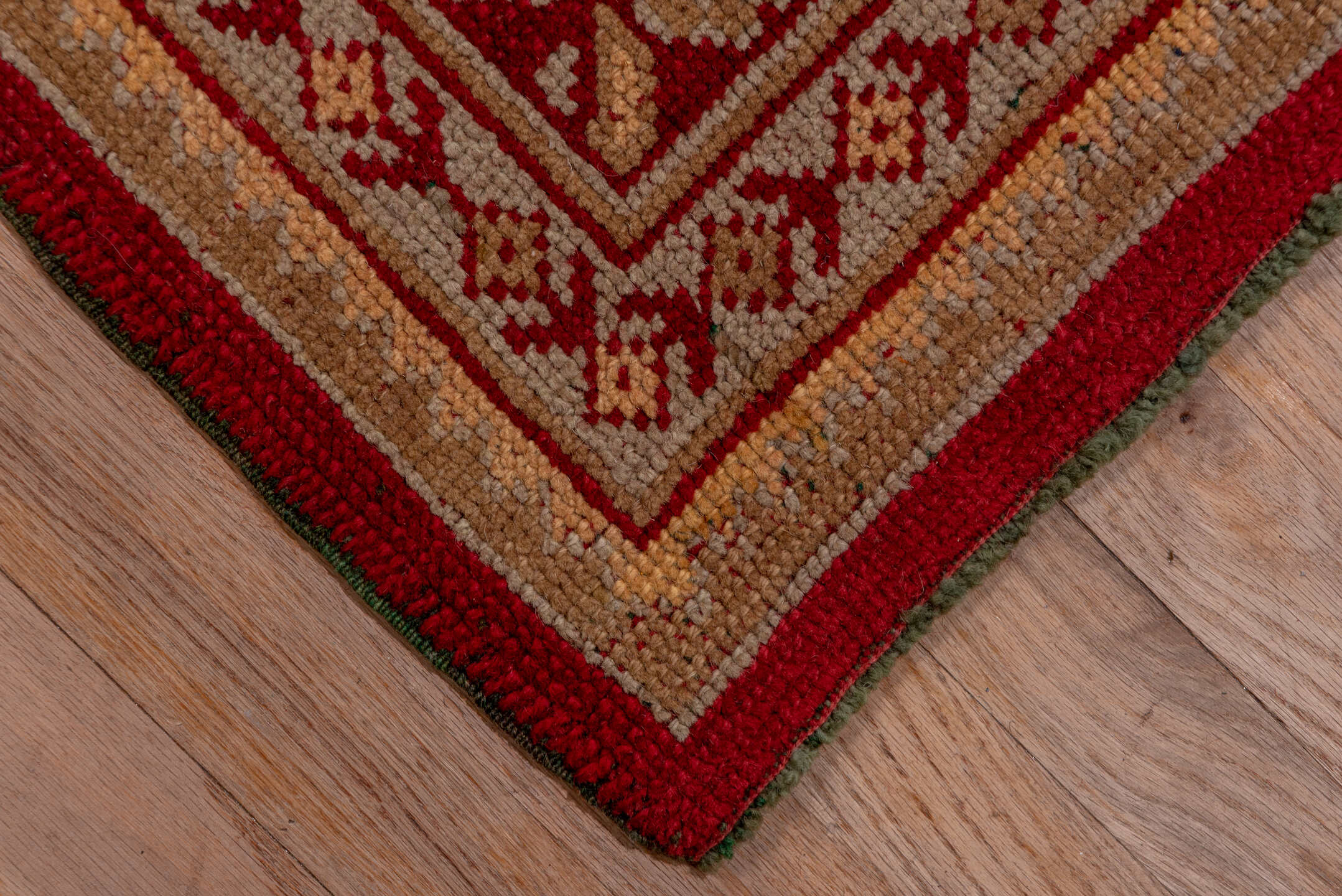 12' x 12' one-of-a-kind handmade antique Oushak oversize rug. Color palette: red, ivory, rust, gold, camel, burgundy