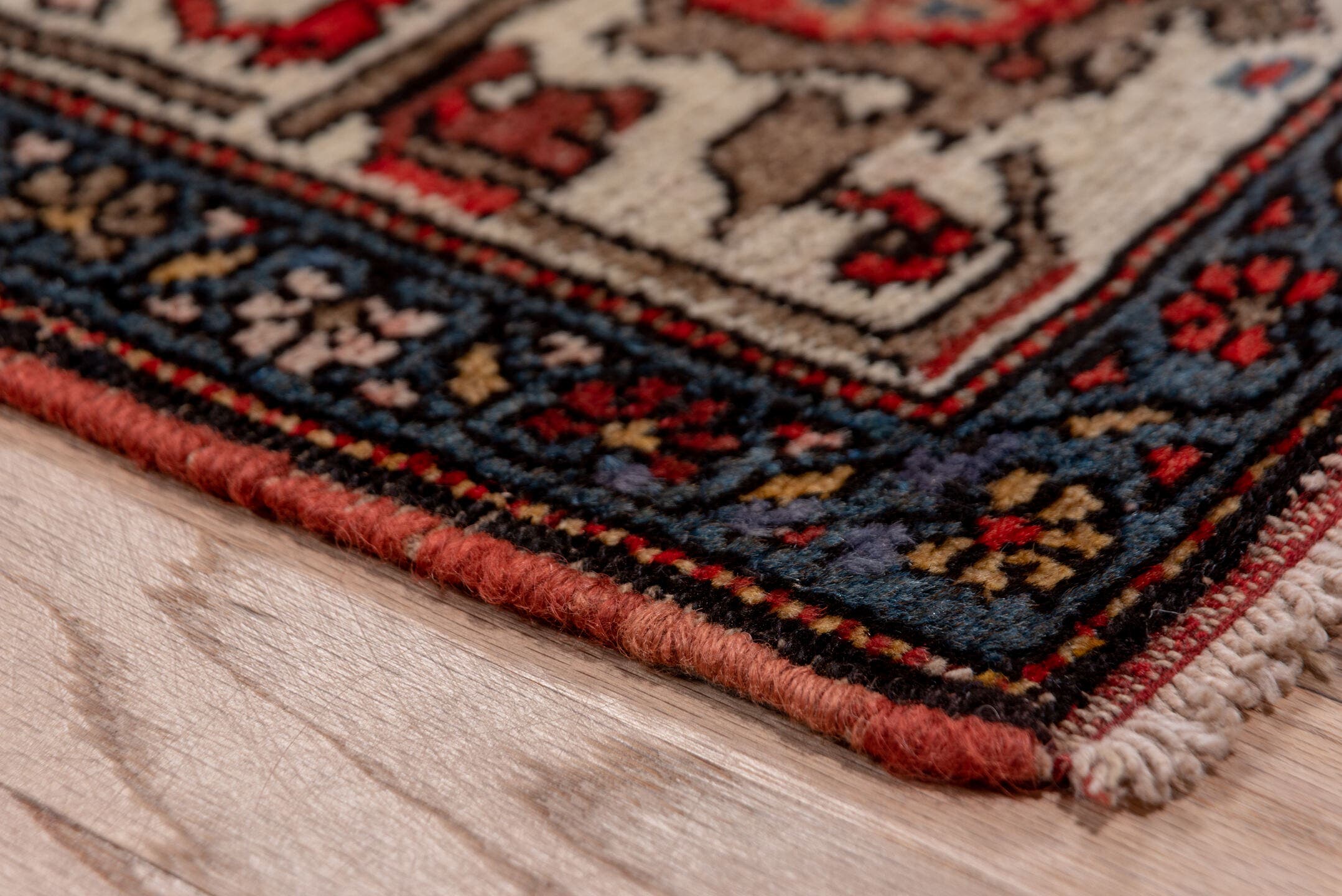 3' x 16' one-of-a-kind handmade antique Malayer runner rug. Color palette: taupe, charcoal, ivory, rose, rust, brown, sage