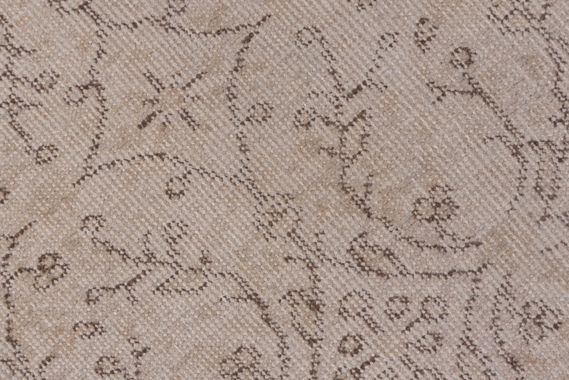 3' x 7' one-of-a-kind handmade vintage Oushak rug. Color palette: ivory, taupe, beige, greige, camel, gray
