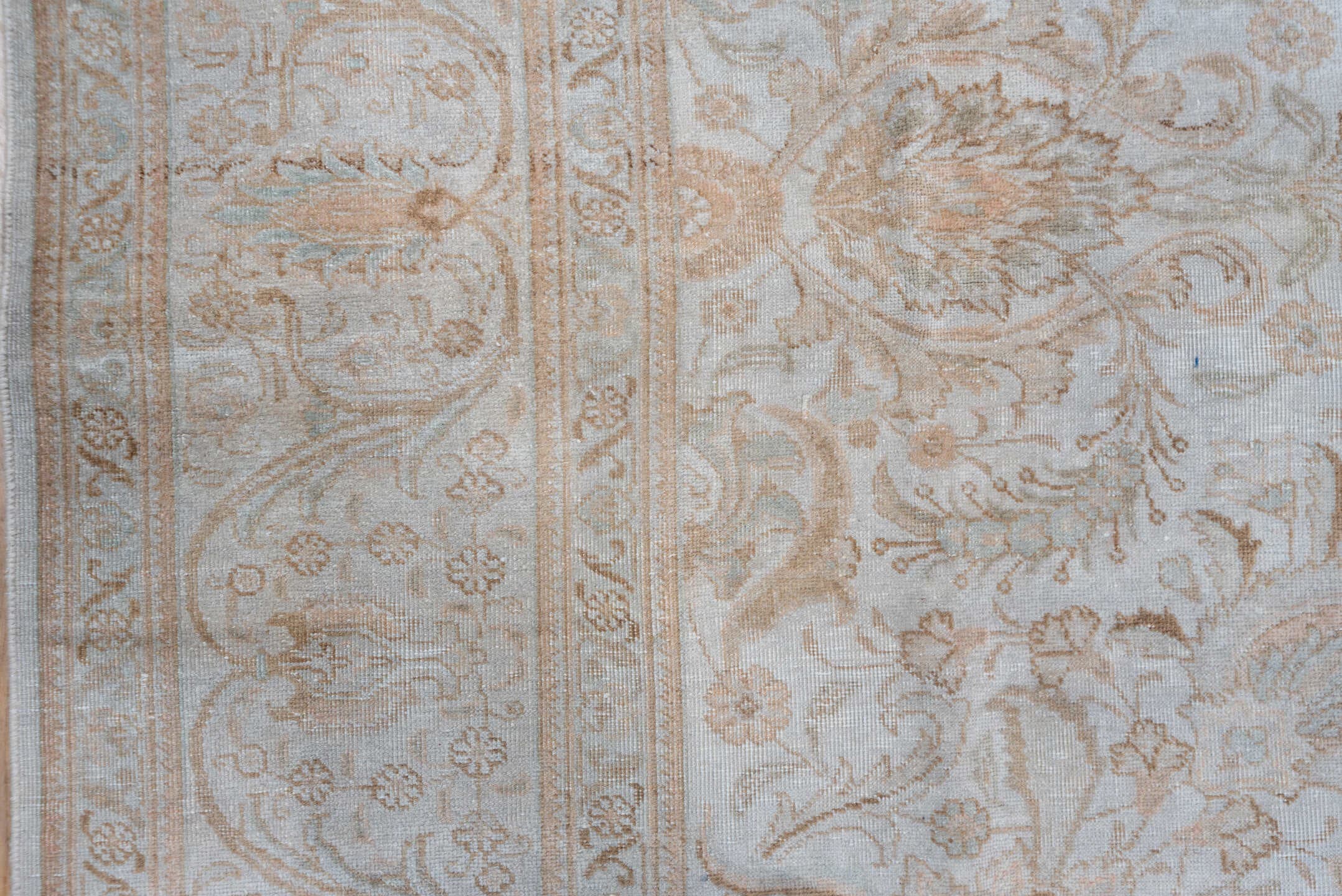 9' x 12' one-of-a-kind handmade vintage Tabriz large size rug. Color palette: ivory, beige, taupe, camel, sand, gray