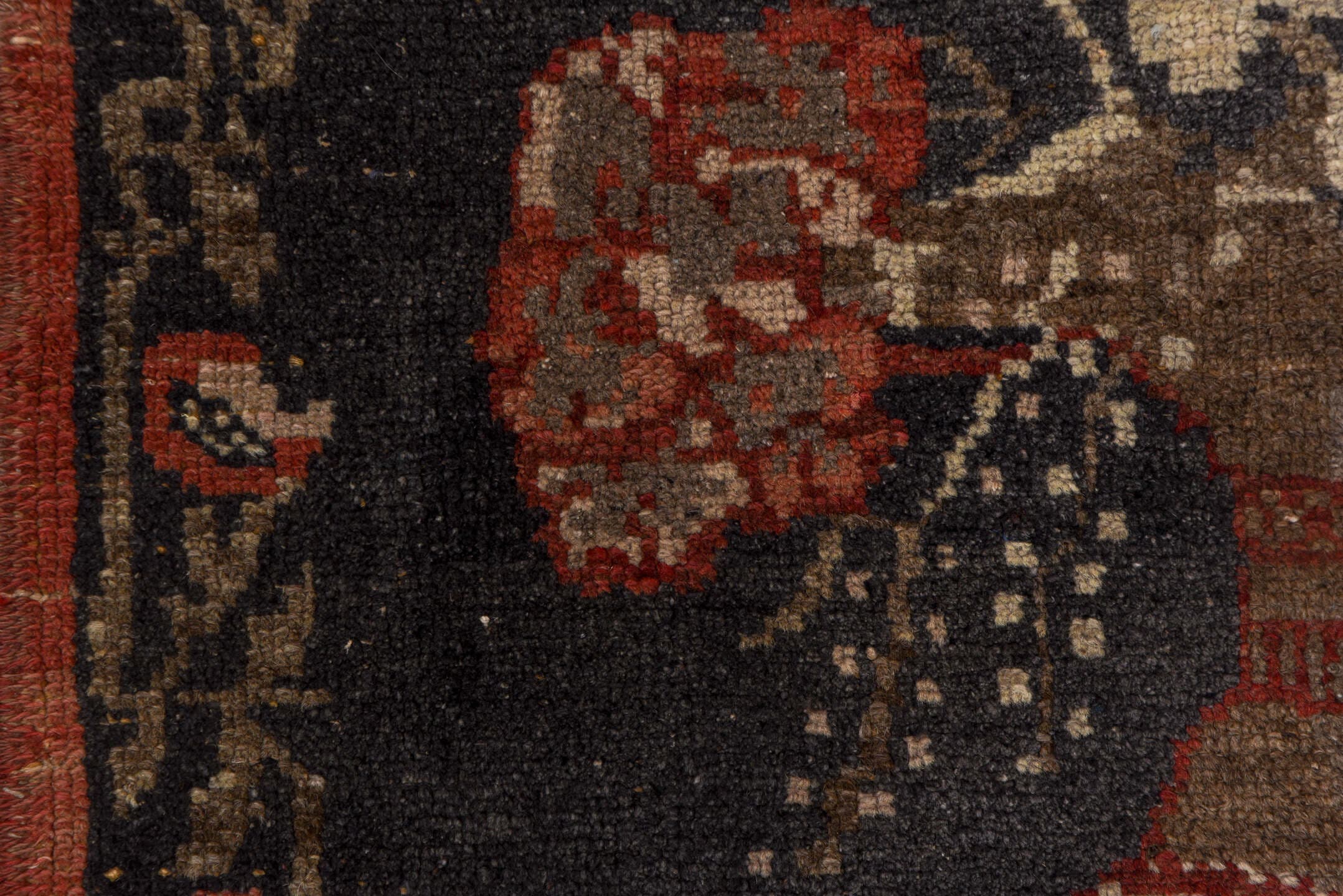 2' x 8' one-of-a-kind handmade vintage Oushak runner rug. Color palette: charcoal, rust, ivory, rose, taupe, burgundy, olive