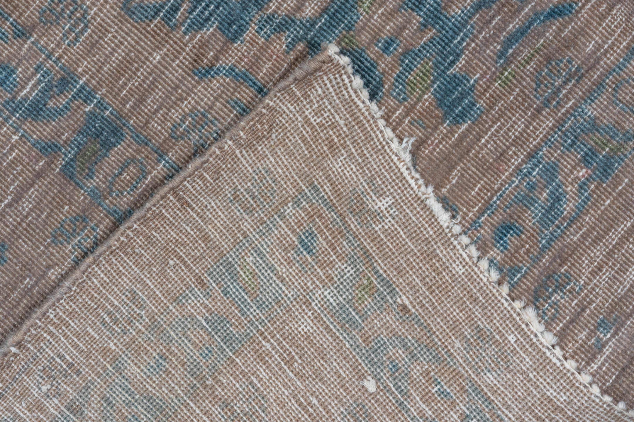 9' x 13' one-of-a-kind handmade vintage Sivas large size rug. Color palette: taupe, slate, blue, ivory, charcoal, beige
